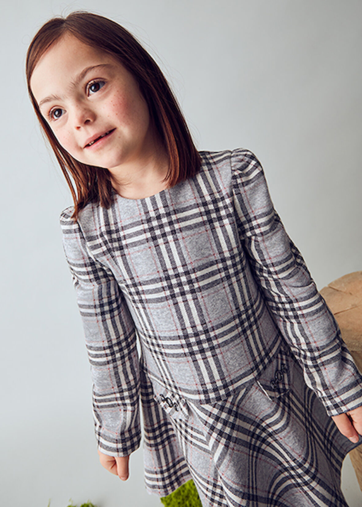 Mayoral Gri Kız Çocuk Ekose Elbise 4921