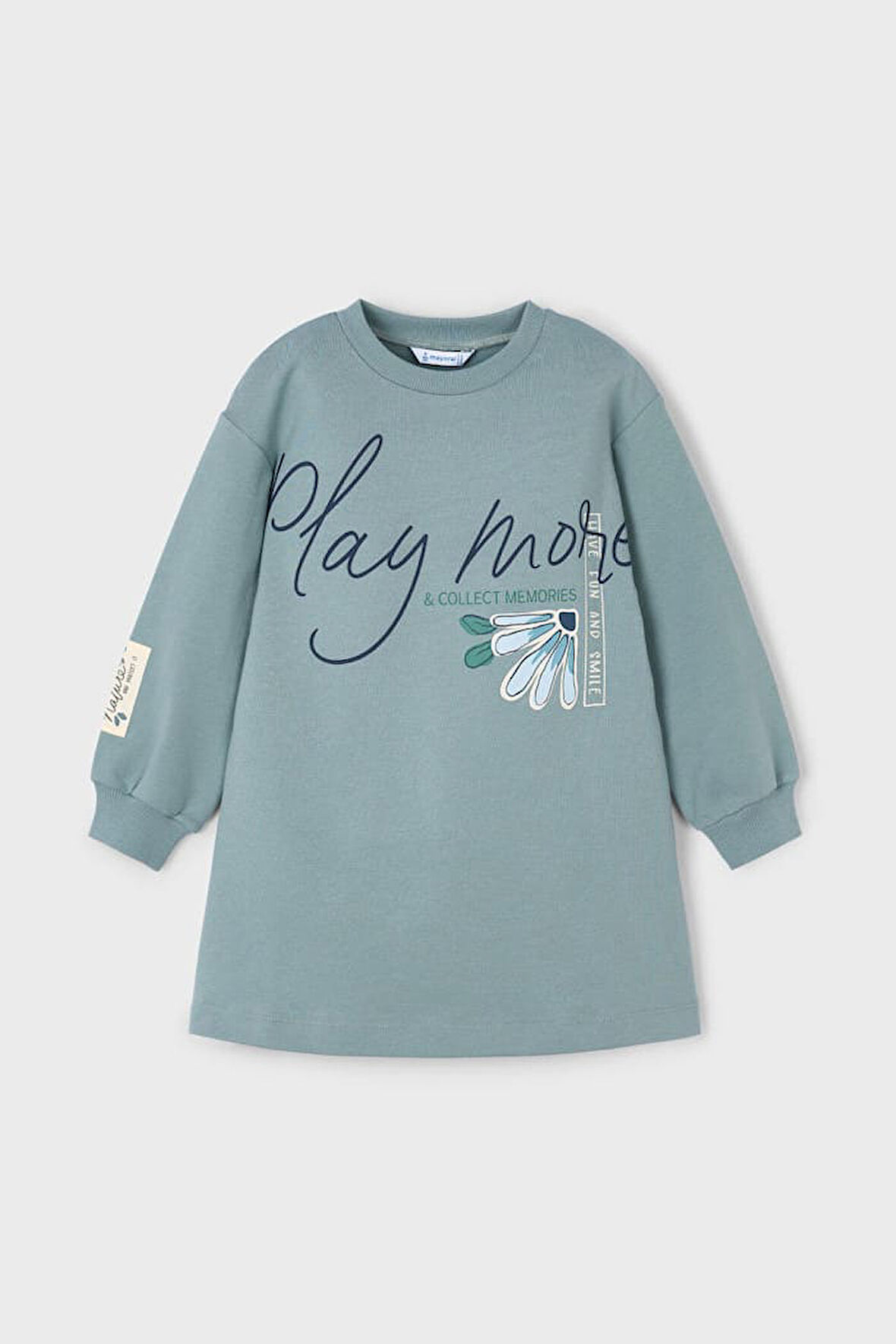 Kız Çocuk Grafik Baskılı Sweatshirt Elbise - Yeşil | 6 Yaş