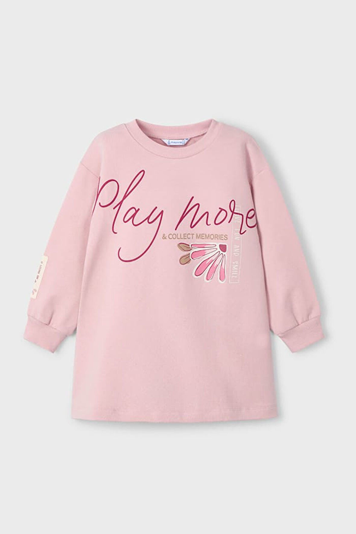 Kız Çocuk Grafik Baskılı Sweatshirt Elbise - Pudra Pembe | 5 Yaş