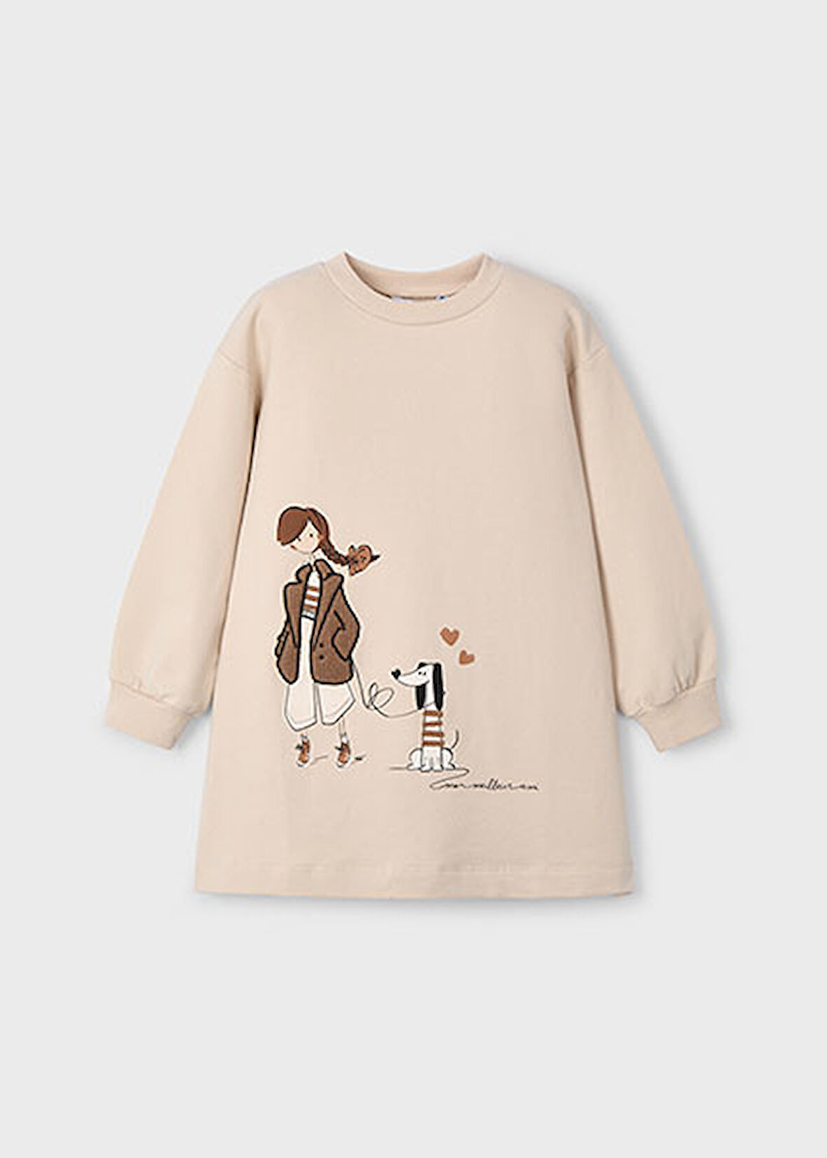 Mayoral Bej Kız Çocuk İşlemeli Elbise 4929