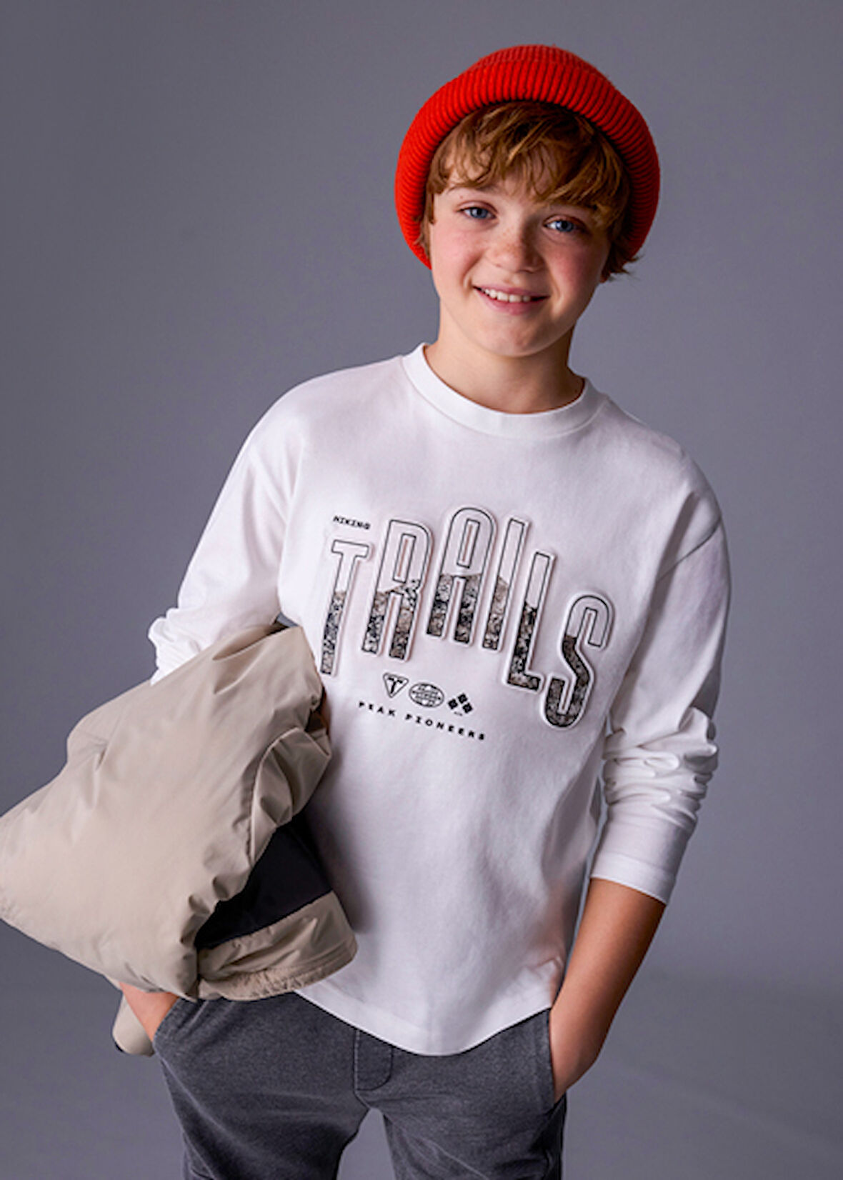 Mayoral Krem Erkek Çocuk Uzun Kollu T-shirt 7007