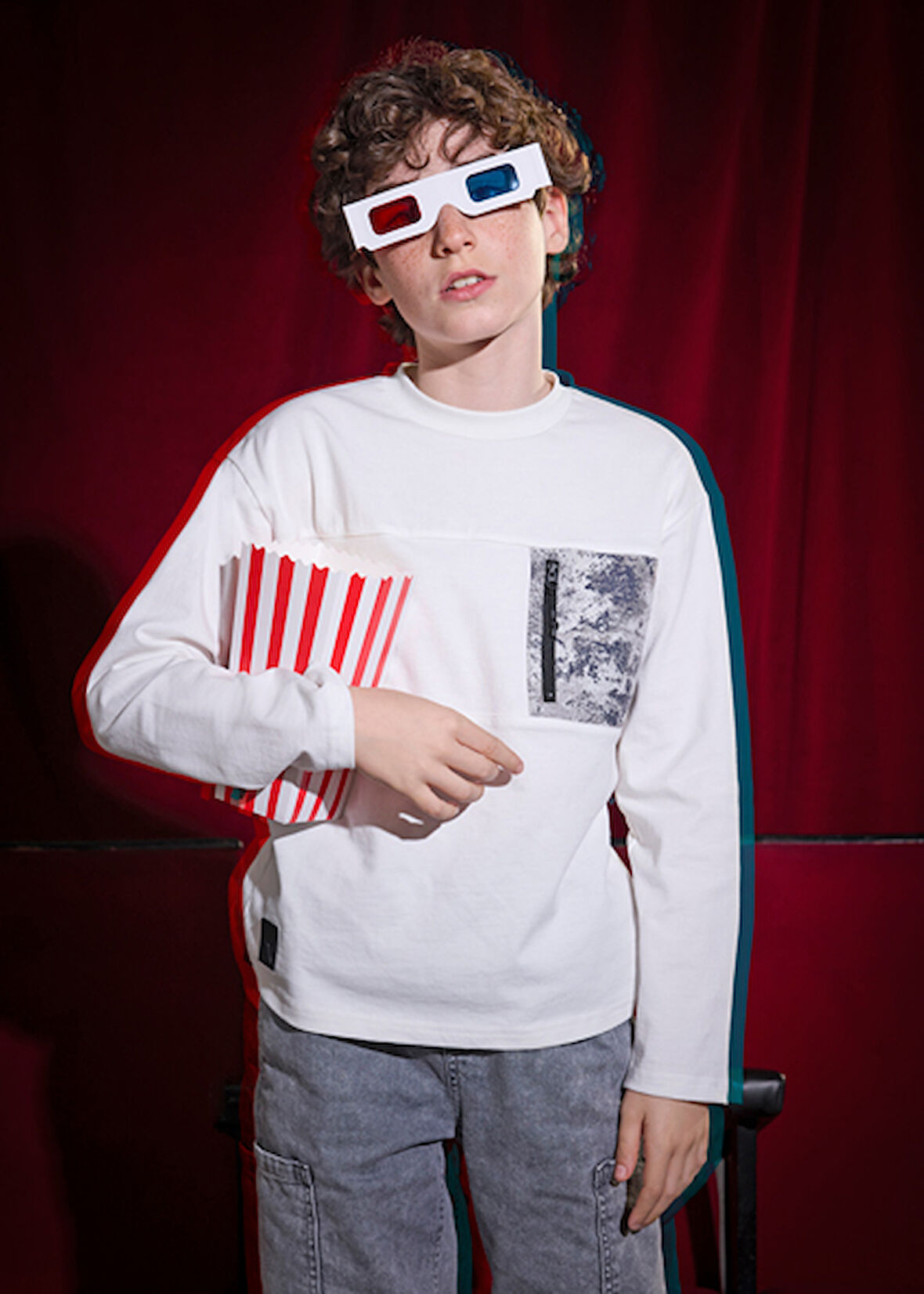 Mayoral Krem Erkek Çocuk Cepli Uzun Kollu Tişört 7009