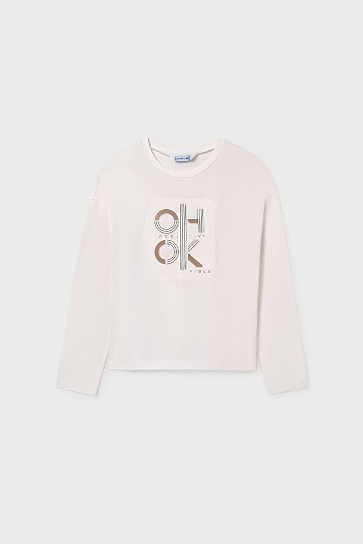 Unisex Çocuk Normal Kalıp Uzun Kollu Baskılı T-Shirt - Krem | 14 Yaş