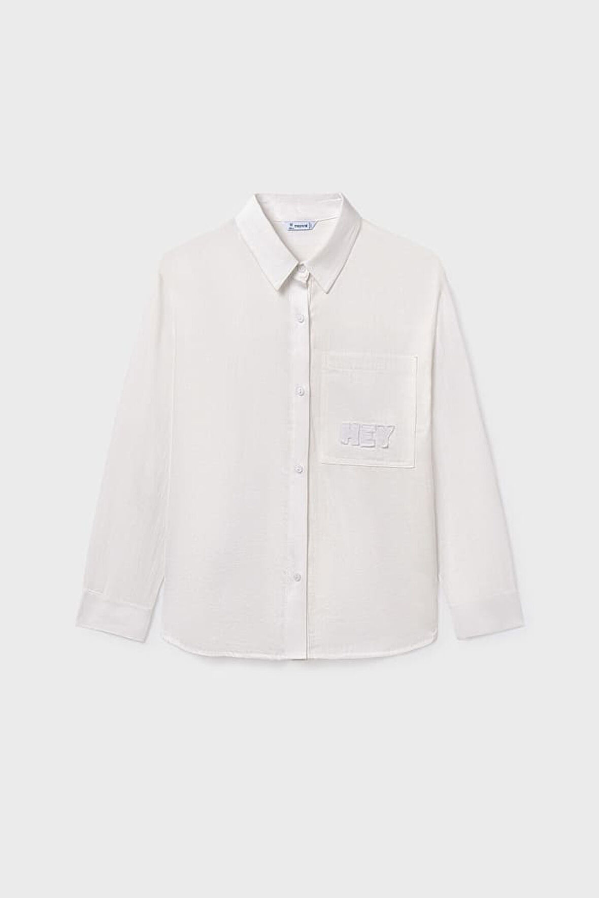 Kız Çocuk Regular Fit Nakışlı Cep Detaylı Gömlek - Krem | 16 Yaş