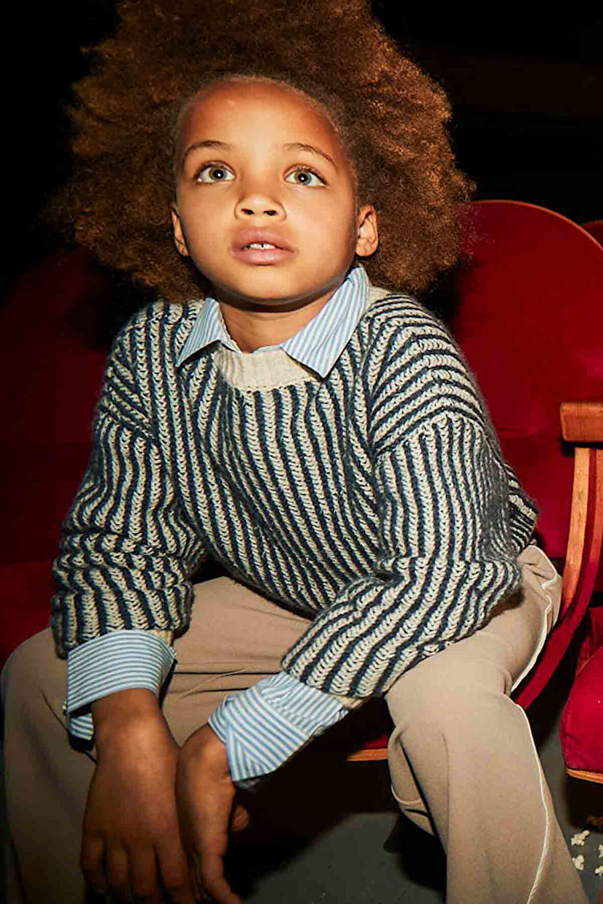 Kız Çocuk Çizgili Triko Kazak – Yeşil | 16 Yaş