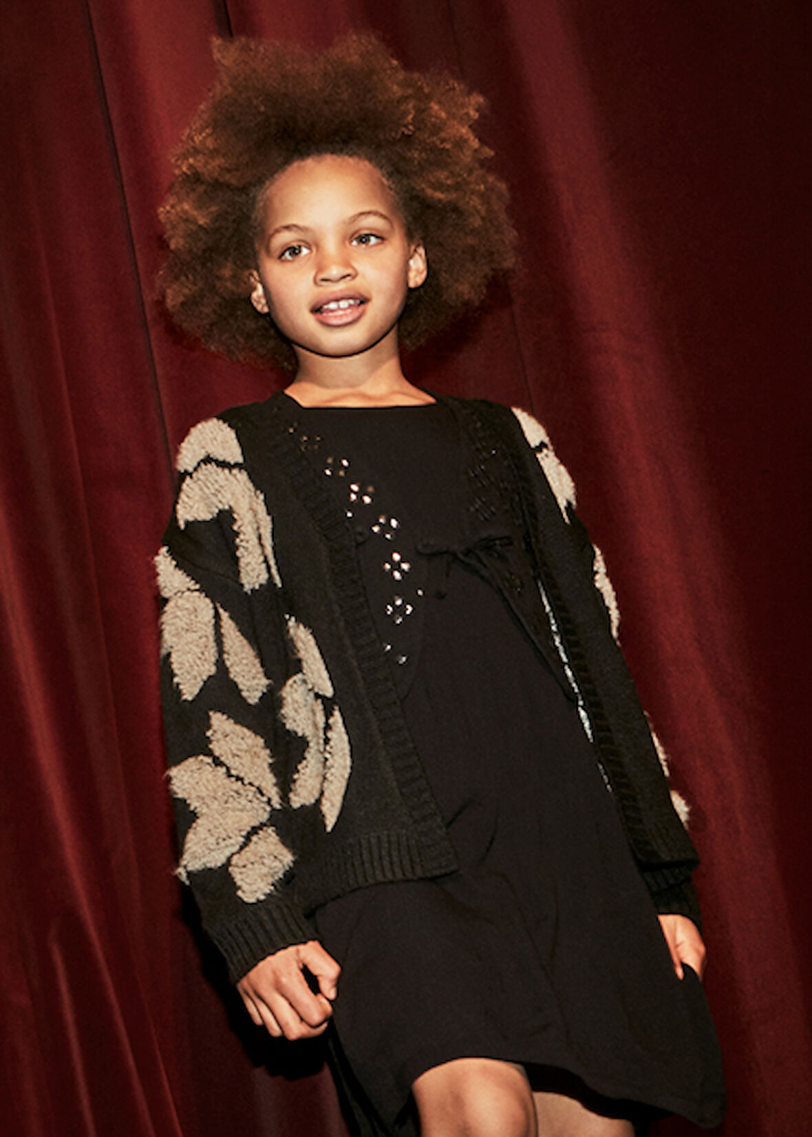 Mayoral Siyah Kız Çocuk Desenli Hırka 7318