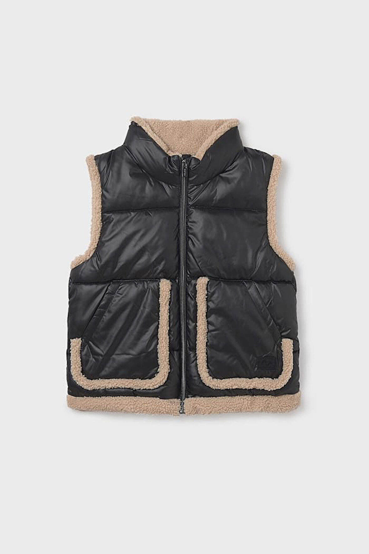 Kız Çocuk Normal Kalıp Pelüş Şeritli Şişme Yelek - Siyah | 16 Yaş