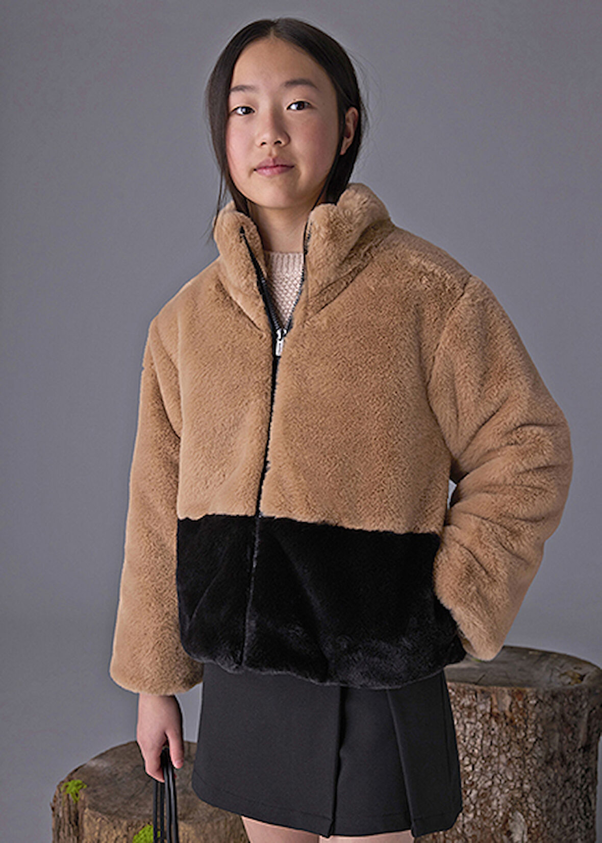 Mayoral Kahve Kız Çocuk Kürk Mont 7429