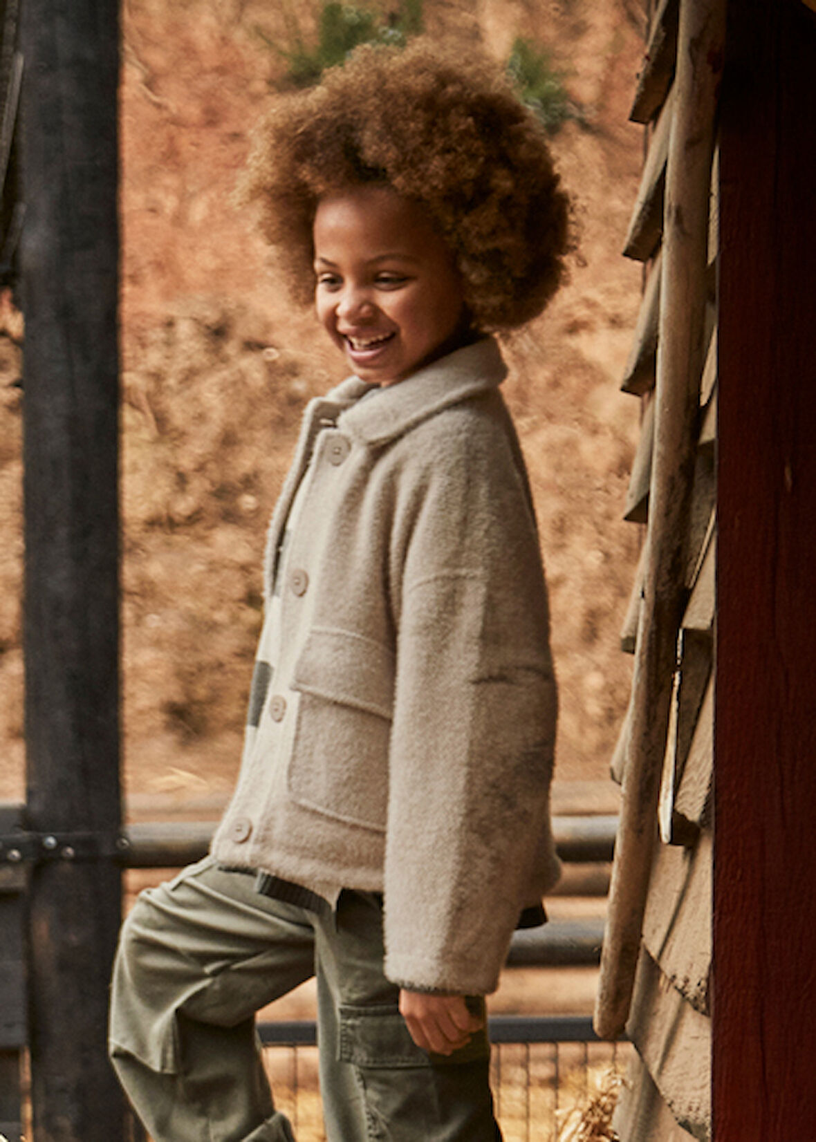 Mayoral Bej Kız Çocuk Örme Kürk Palto 7430