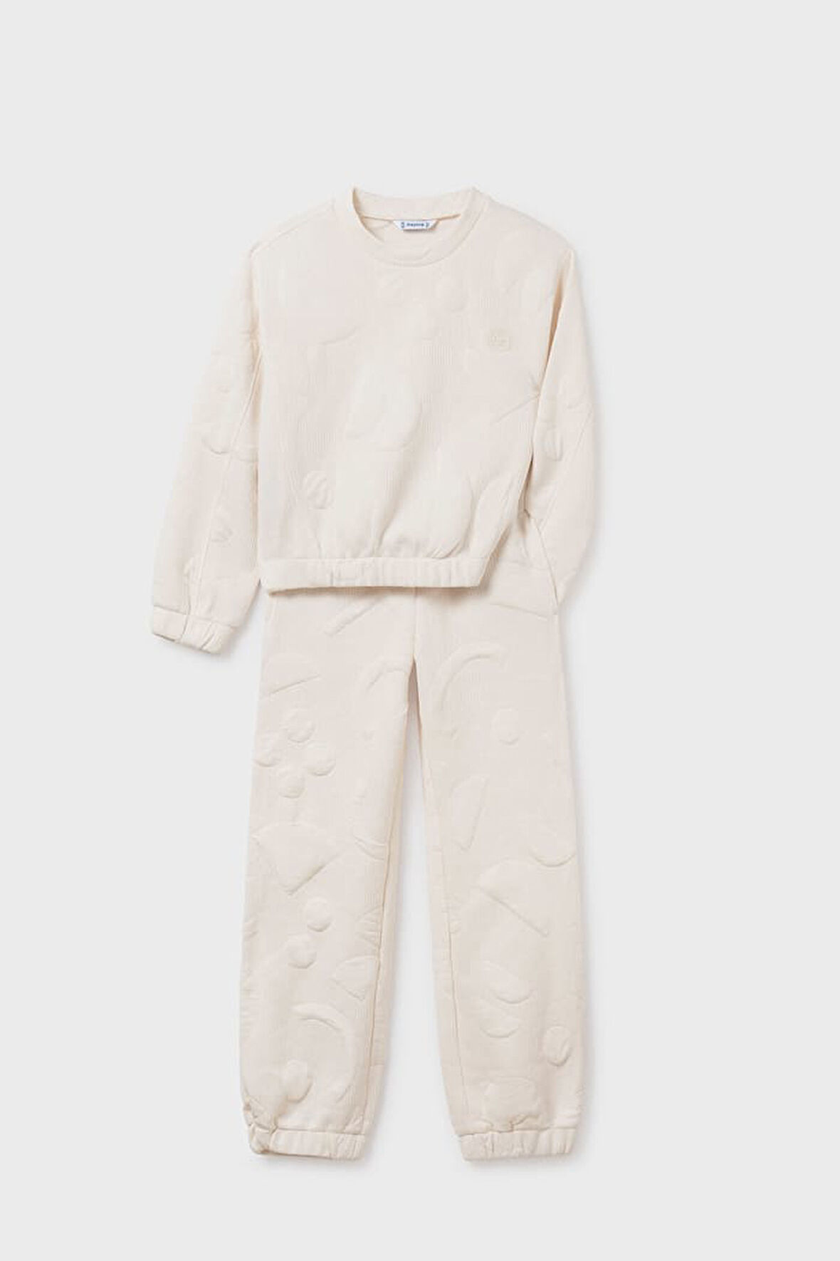 Kız Çocuk Rahat Kalıp Kabartma Desenli 2'li Eşofman Takımı - Krem | 16 Yaş