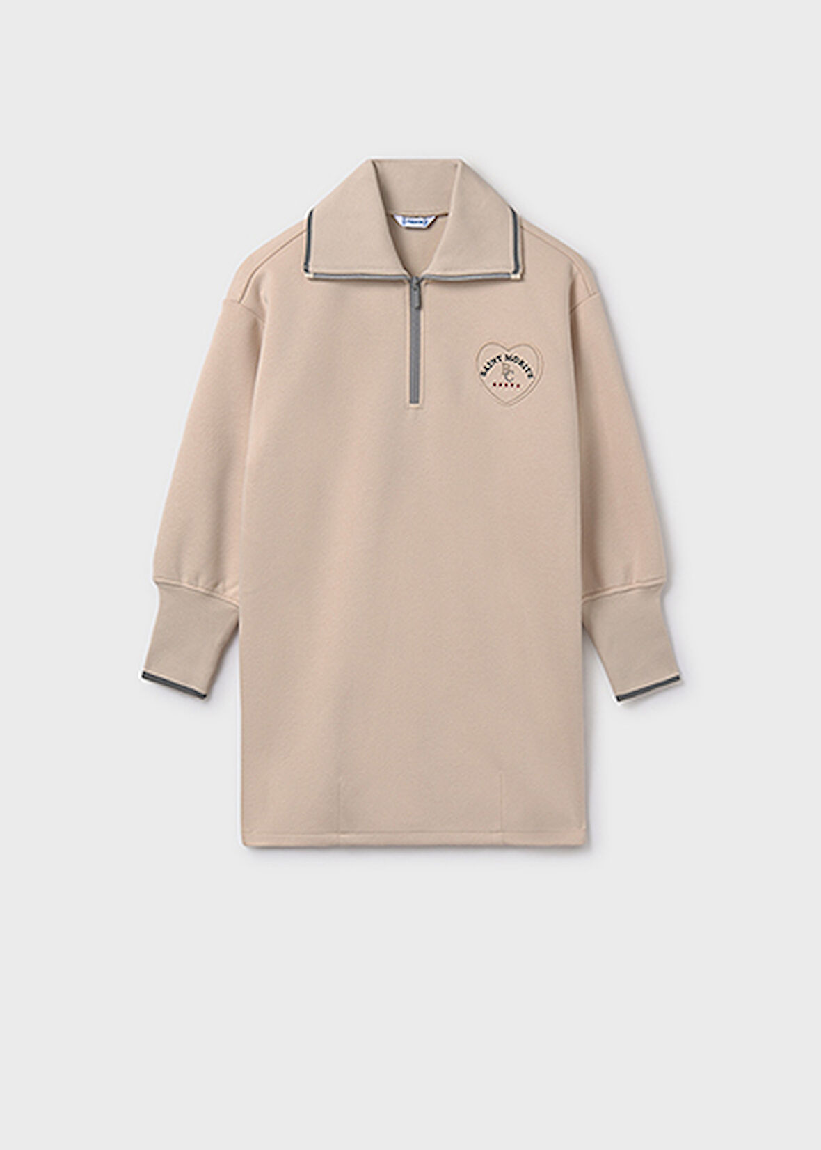 Mayoral Bej Kız Çocuk Yaka Fermuarlı Spor Elbise 7912