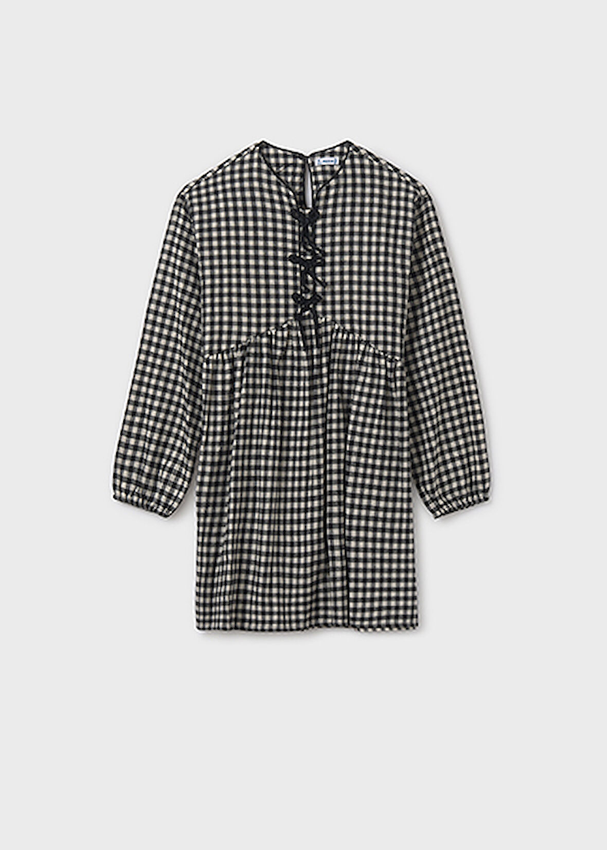 Mayoral Siyah Kareli Kız Çocuk Elbise 7916