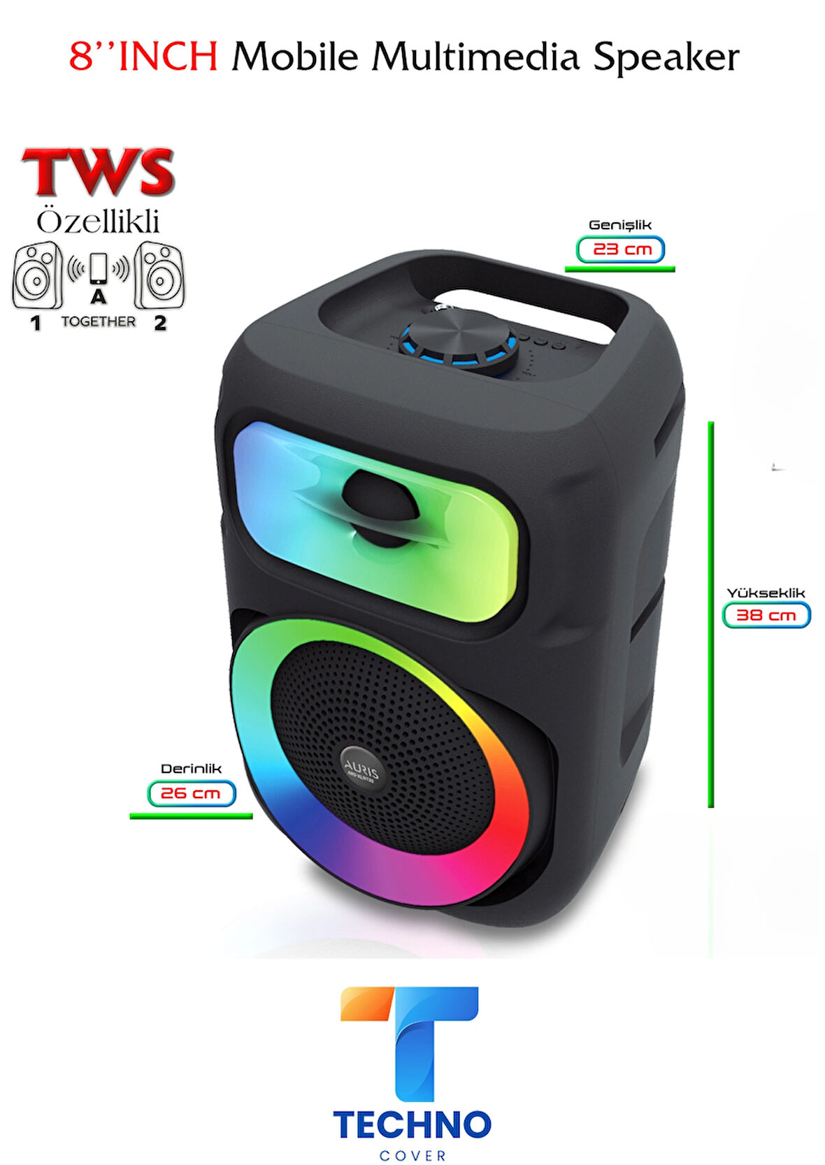 Bluetooth Özellikli Ses Boması 8 Inch Speaker (KLN-130)