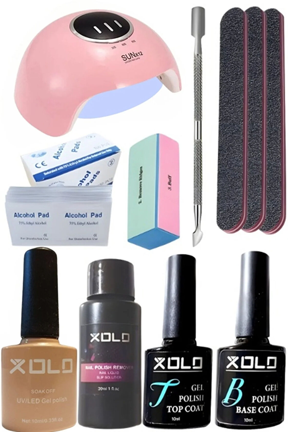 Kalıcı Oje Yapma Seti 20 Parça Klasik Renkler Top Base Top Coat Solüsyon Kronk Törpü Uv Led Seti