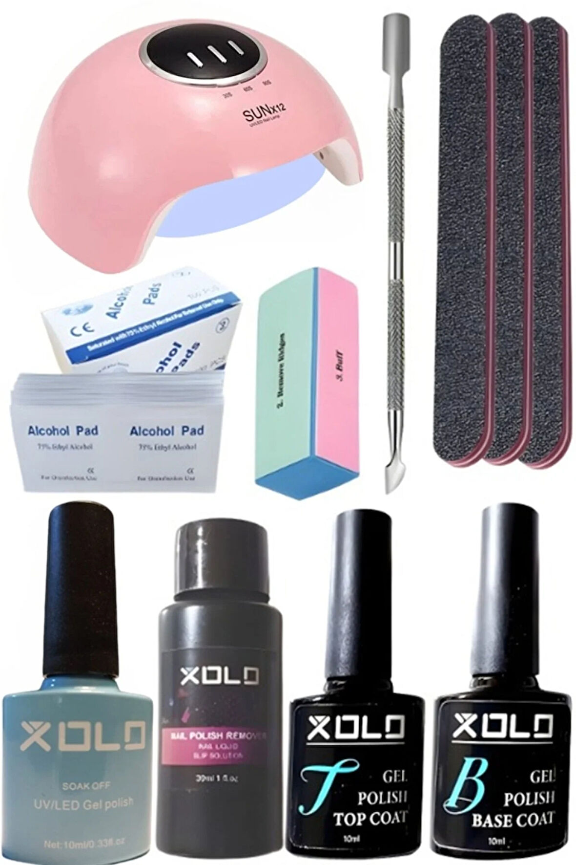 Kalıcı Oje Yapma Seti 20 Parça Klasik Renkler Top Base Top Coat Solüsyon Kronk Törpü Uv Led Seti