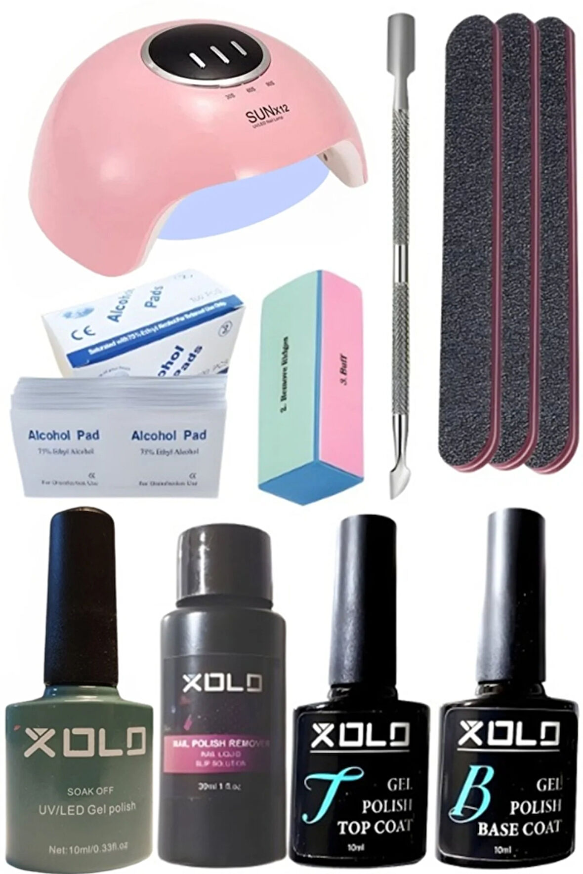 Kalıcı Oje Yapma Seti 20 Parça Klasik Renkler Top Base Top Coat Solüsyon Kronk Törpü Uv Led Seti