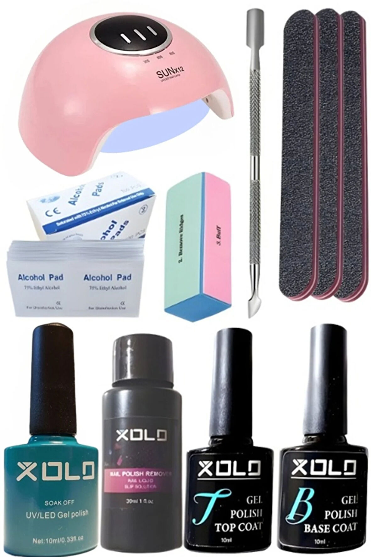 Kalıcı Oje Yapma Seti 20 Parça Klasik Renkler Top Base Top Coat Solüsyon Kronk Törpü Uv Led Seti