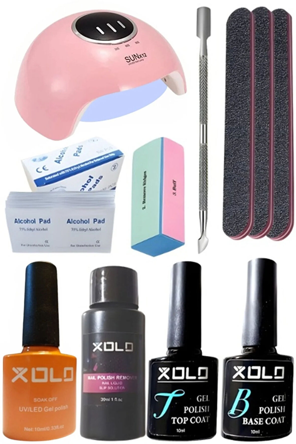 Kalıcı Oje Yapma Seti 20 Parça Klasik Renkler Top Base Top Coat Solüsyon Kronk Törpü Uv Led Seti