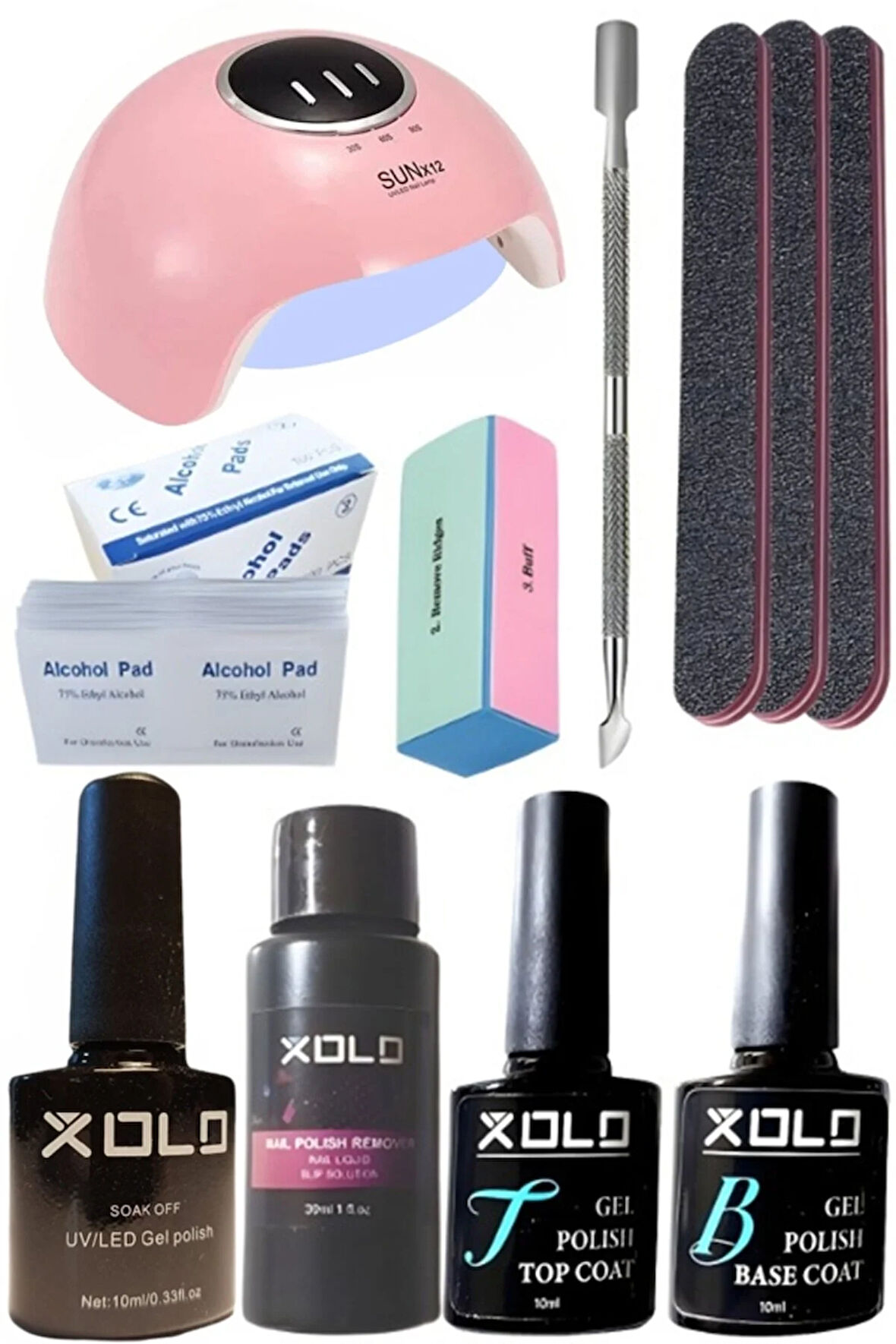 Kalıcı Oje Yapma Seti 20 Parça Klasik Renkler Top Base Top Coat Solüsyon Kronk Törpü Uv Led Seti