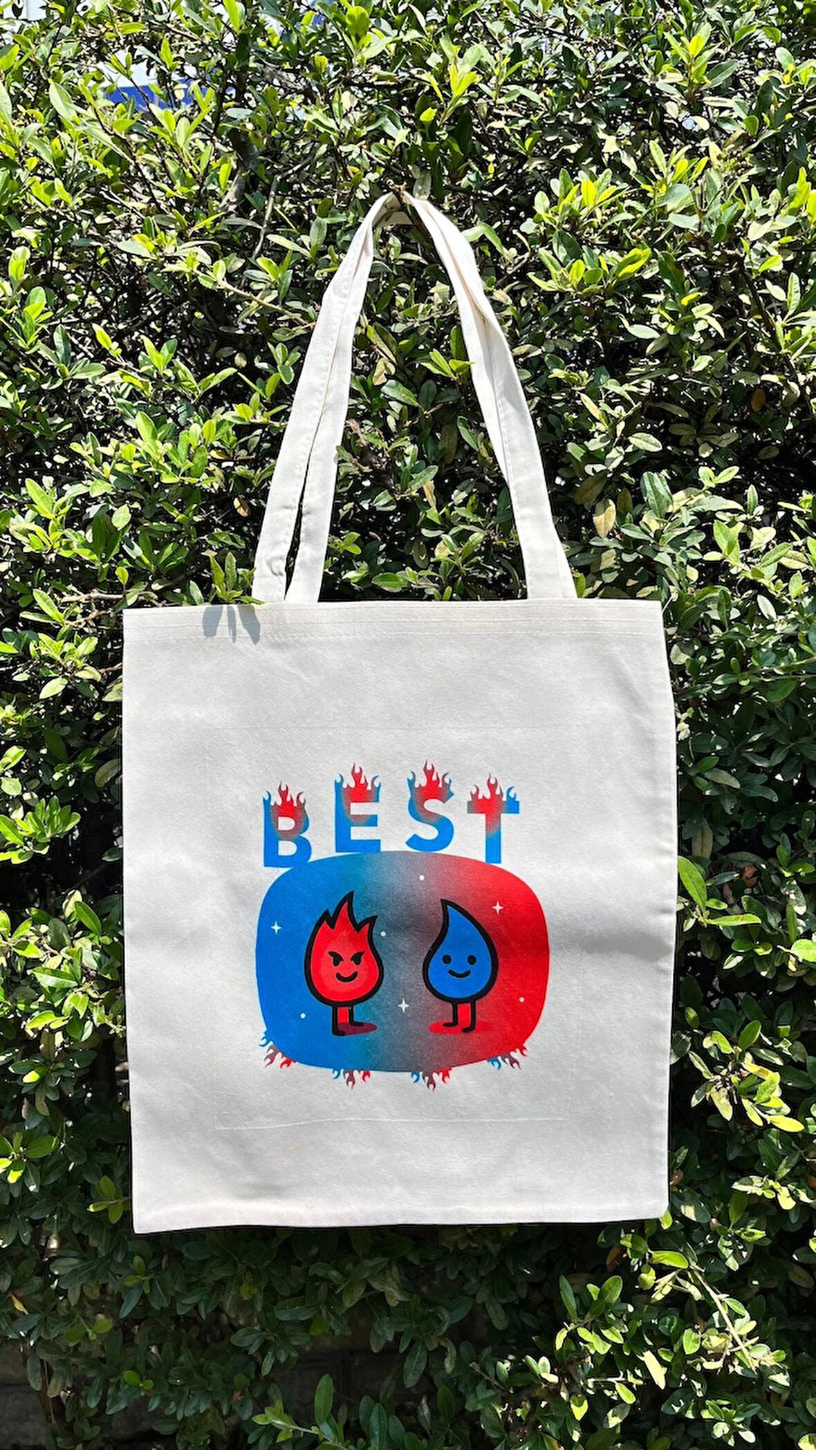 Su Ve Ateş Temalı Bez  Çanta