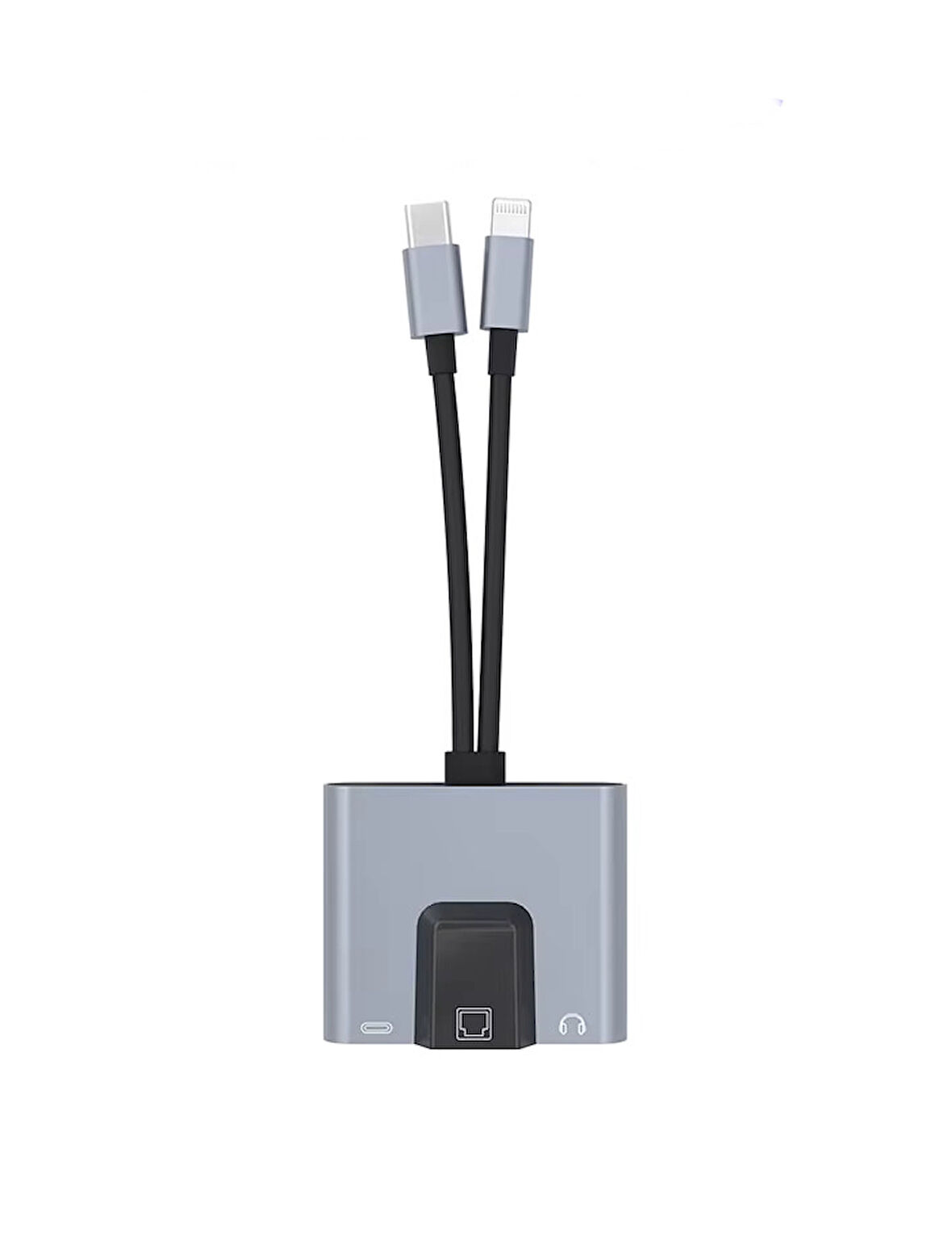 3 in 1 Lightning & Type-C Ethernet Adaptörü – RJ45, AUX, Şarj Desteği Zr815