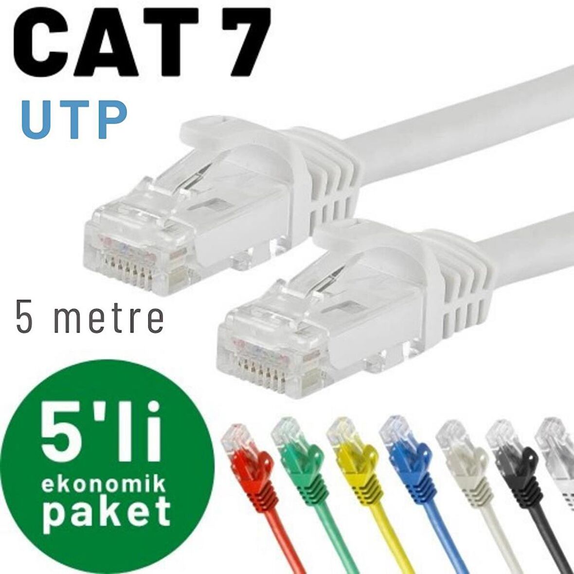 IRENIS 5 adet 5 metre CAT7 Kablo Ethernet Network İnternet LAN Kablosu 