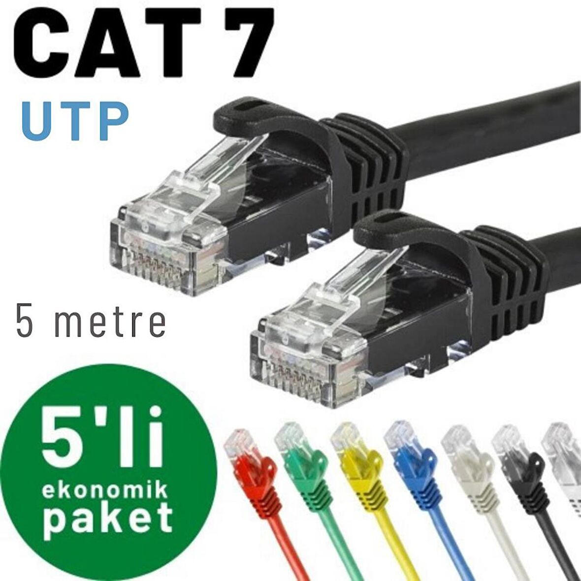 IRENIS 5 adet 5 metre CAT7 Kablo Ethernet Network İnternet LAN Kablosu 