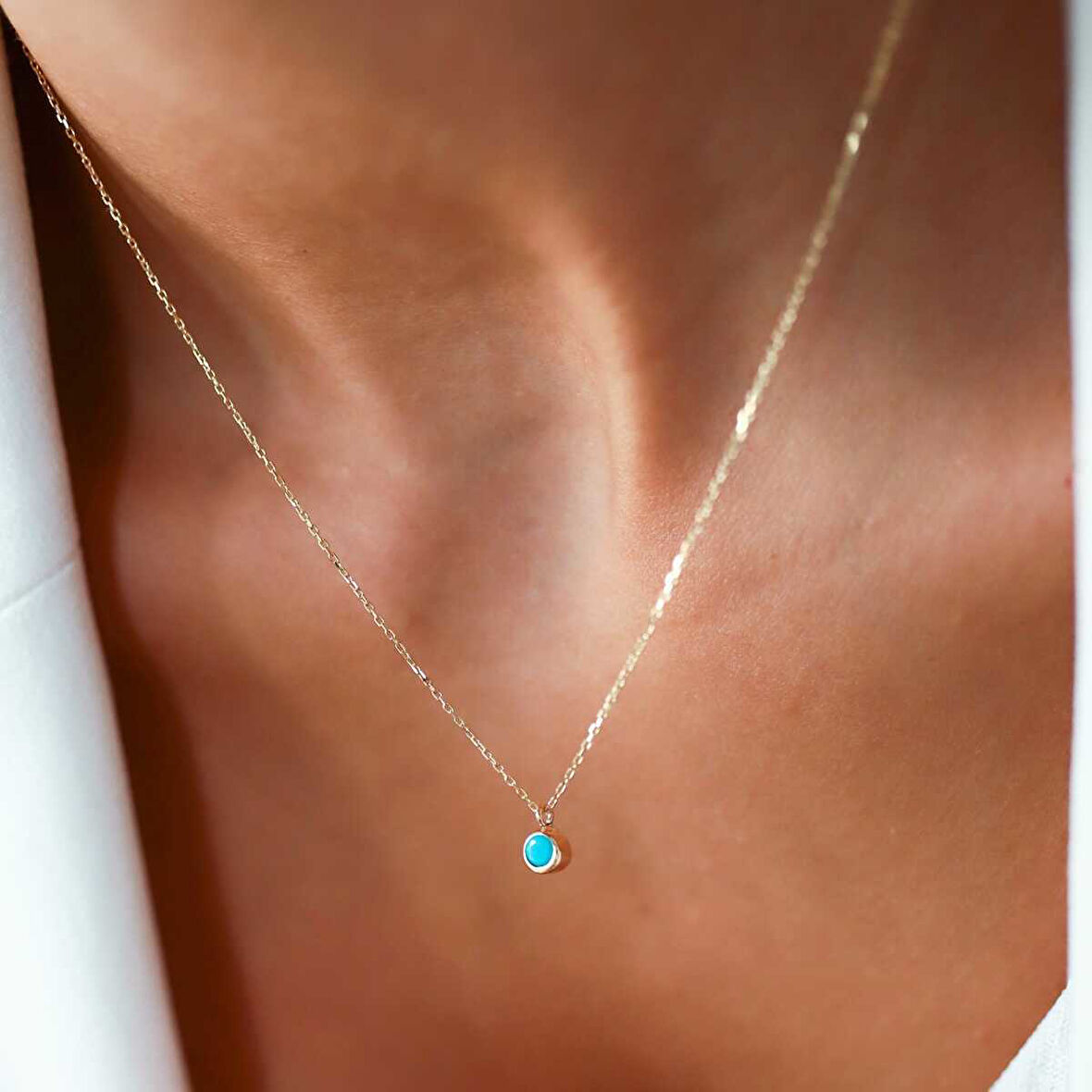 Mini Mavi Taş Kolye