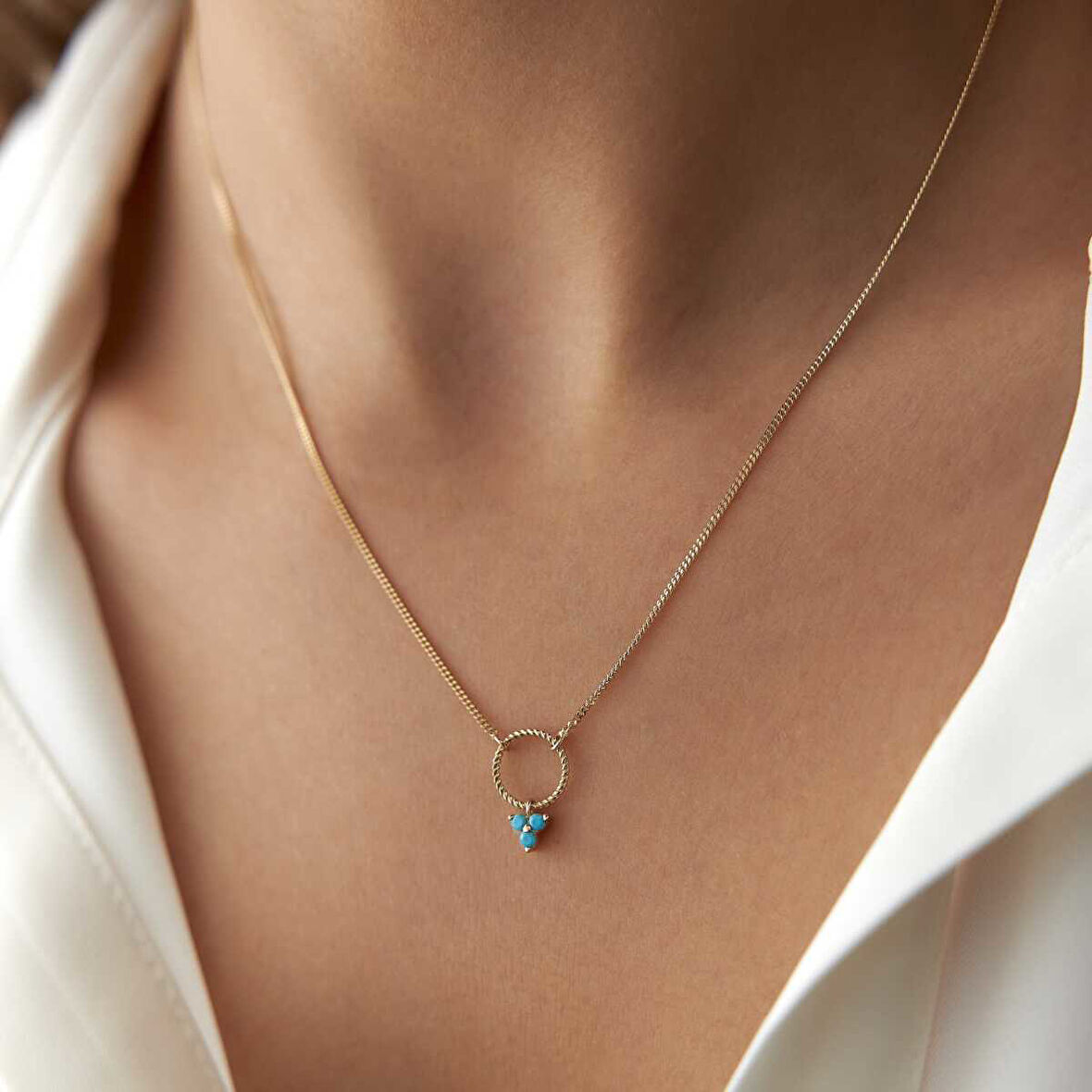 Turkuaz Tria Charm Kolye