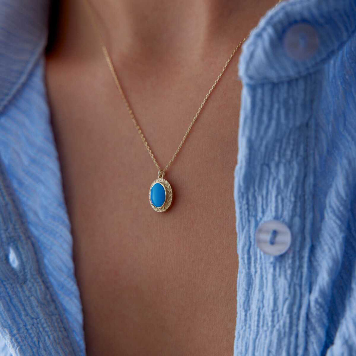 Aqua Mineli Başak Kolye