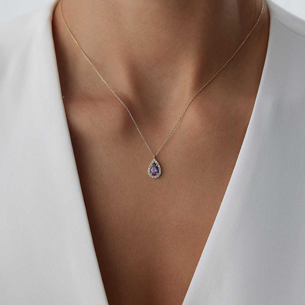 Mor Damla Baget Kolye