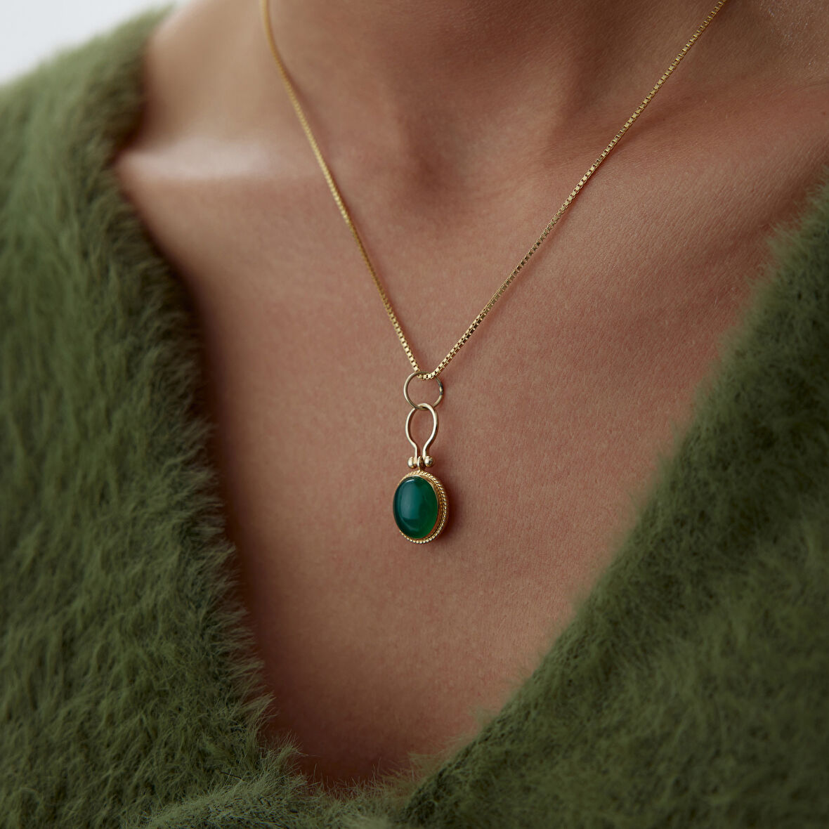 Green Firuze Stolle Kolye