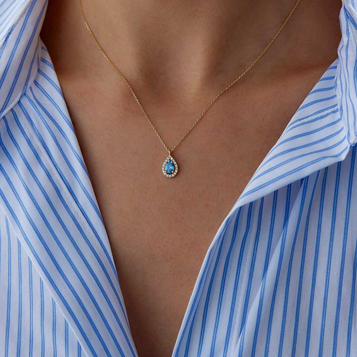 Aqua Damla Baget Kolye