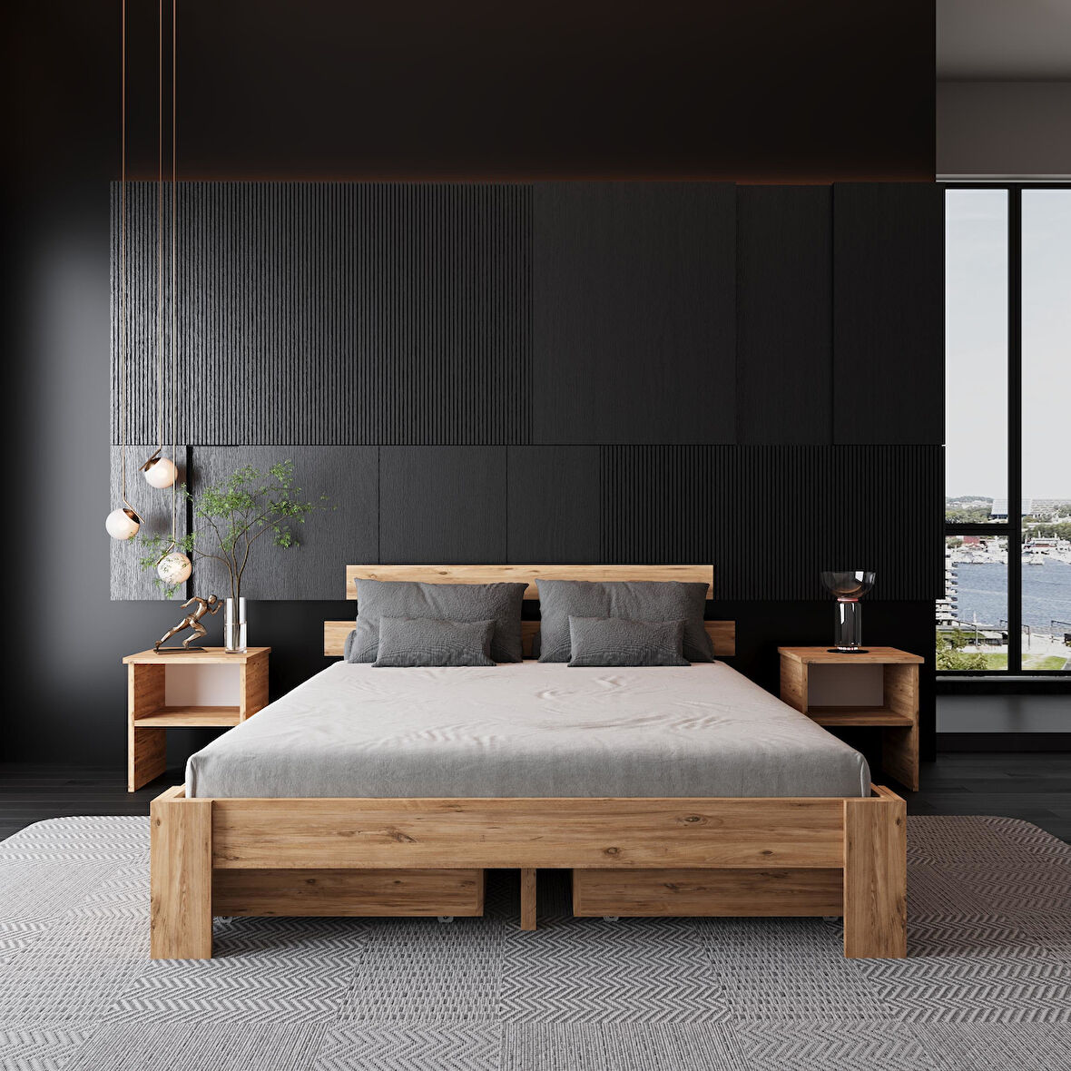4 Çekmeceli Lotus Atlantik  Mdf Karyola | Çift Kişilik Yatak Uyumlu, Kolay Kurulum