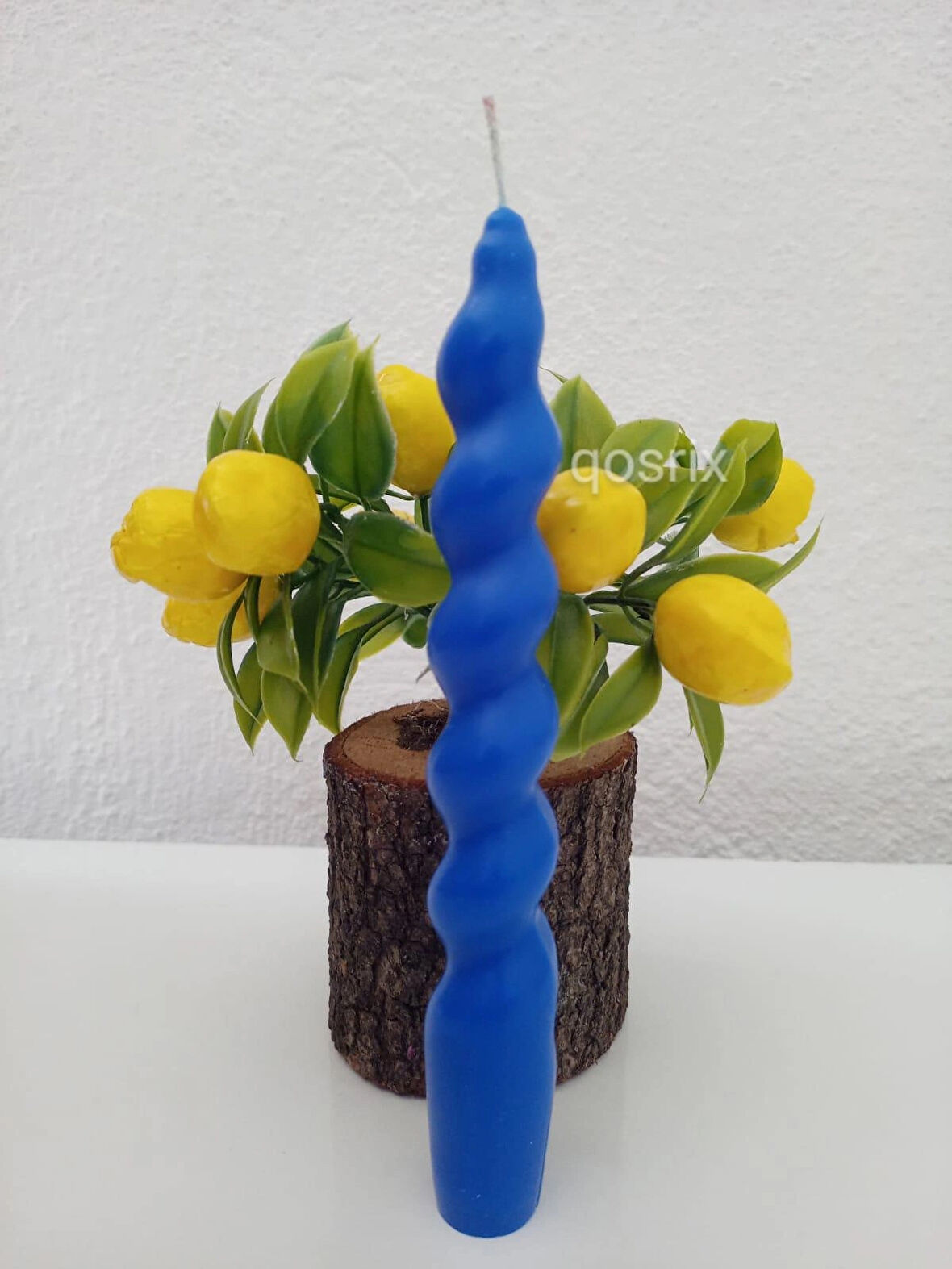 Mavi Italyan Burgulu Şamdan Soya Mumu Doğal Kokulu Çubuk Konik Burgu Spiral Mum Dekoratif 1 Adet