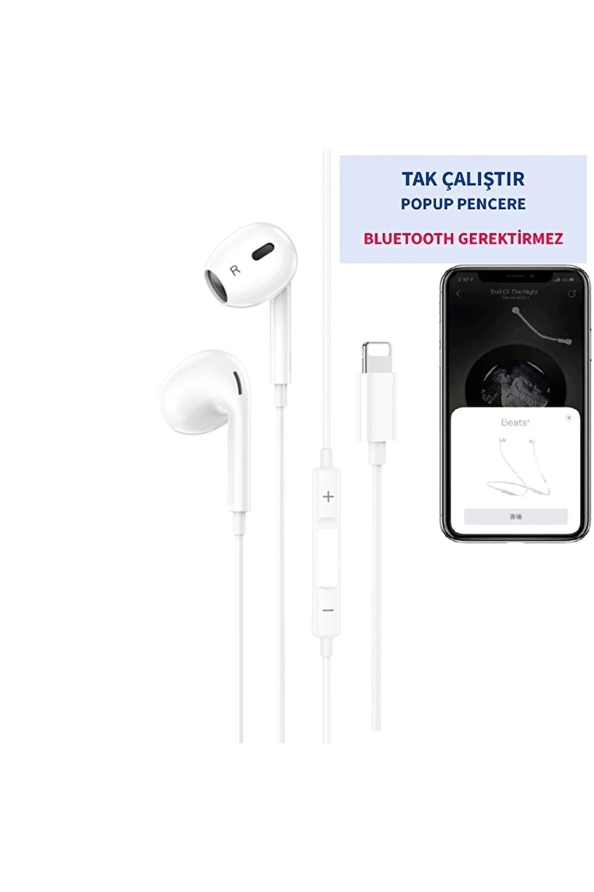 İphone 14/13/12/11/Xs/X/7/8 Serileri Uyumlu Iphone Kablolu Kulaklık Konnektörlü (TAK ÇALIŞTIR)