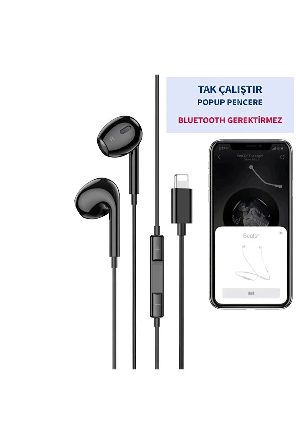 İphone 14/13/12/11/Xs/X/7/8 Serileri Uyumlu Iphone Kablolu Kulaklık Konnektörlü (TAK ÇALIŞTIR)