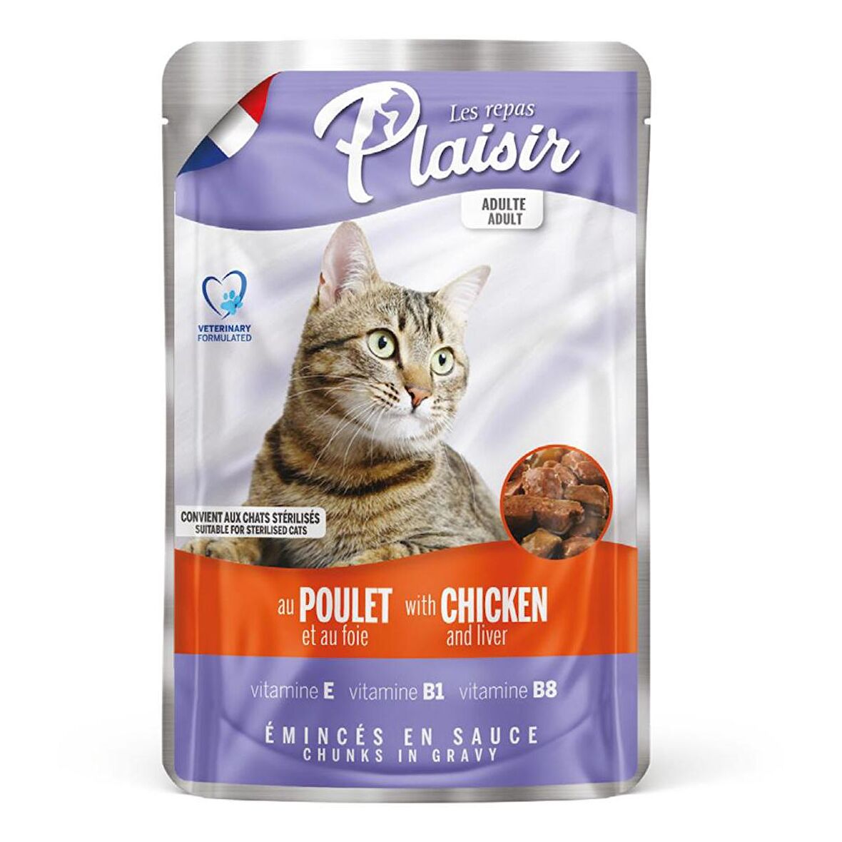 Plaisir Pouch 100Gr Tavuk Etli&Ciğerli 4Adet Kedi Maması