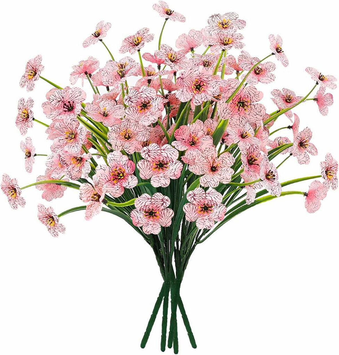 6lı Set Yapay Çiçek Sazlı Mine Pembe Renk 5 Dallı 33cm