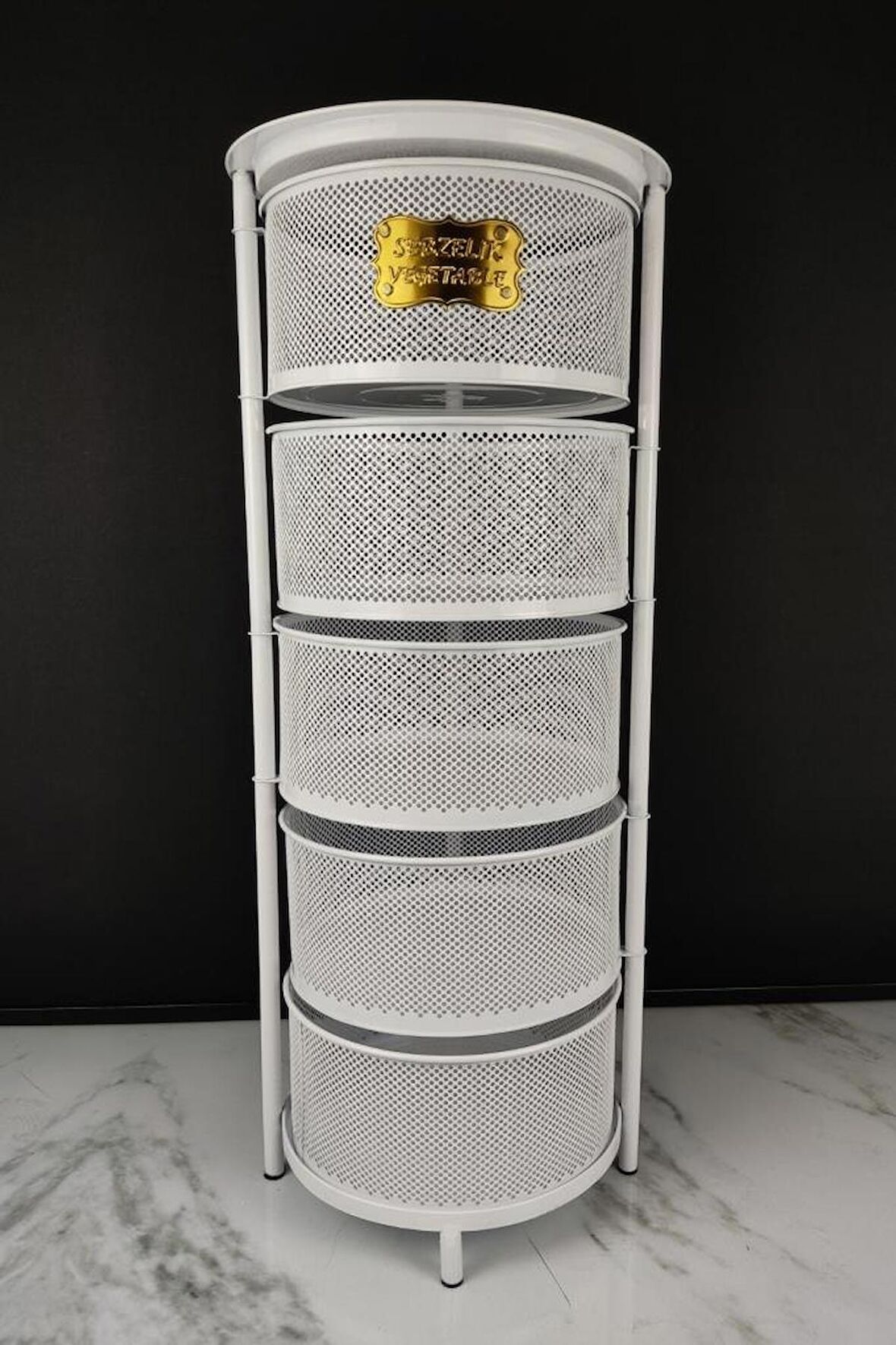 Digithome Metal Çok Amaçlı 5 Katlı Patates Soğan Sepeti Sebzelik Beyaz – 1056 C1-1-156