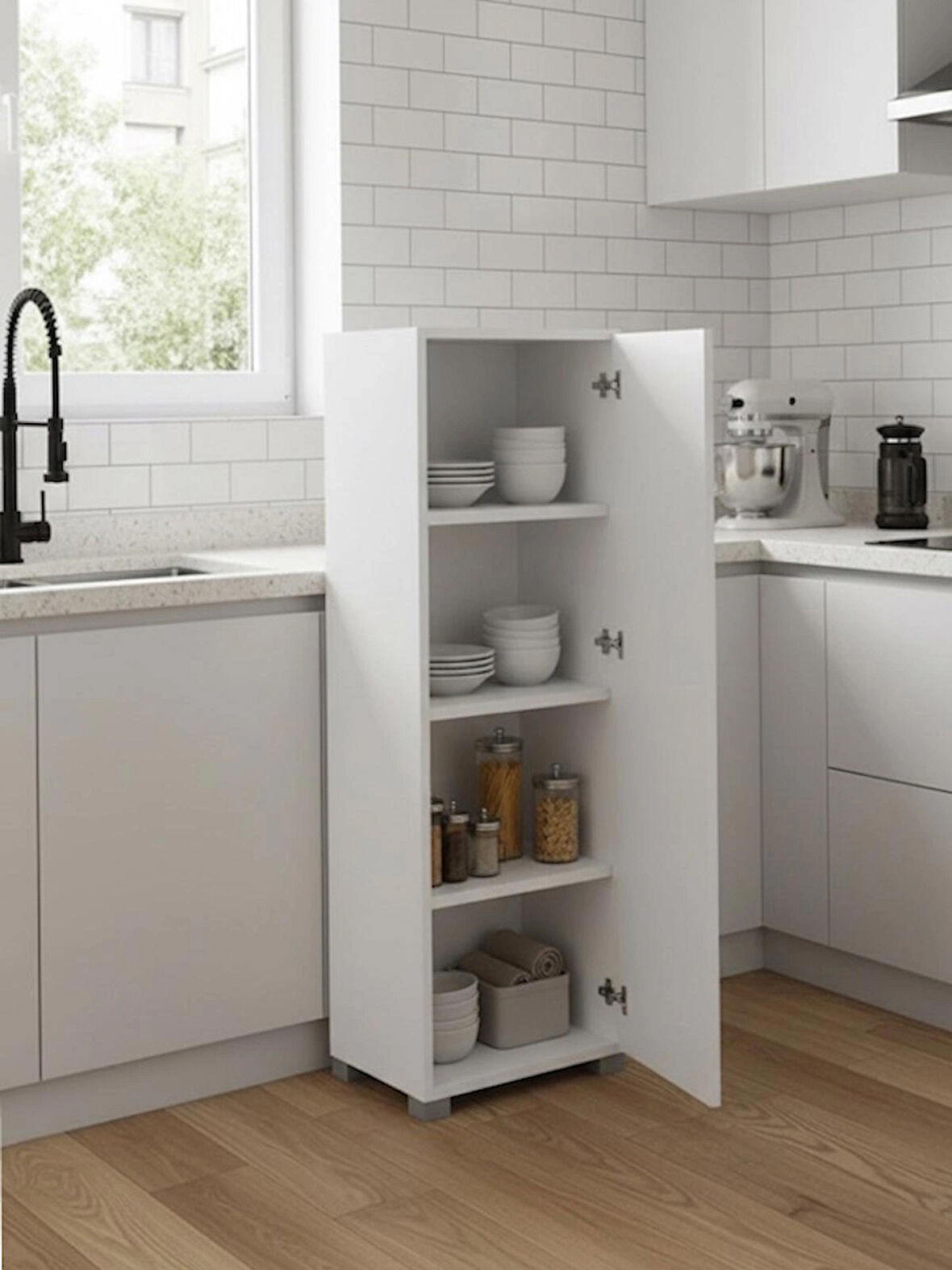  Strazburg Çok Amaçlı Tek Kapaklı Mini Dolap Erzak Dolabı Banyo Dolabı