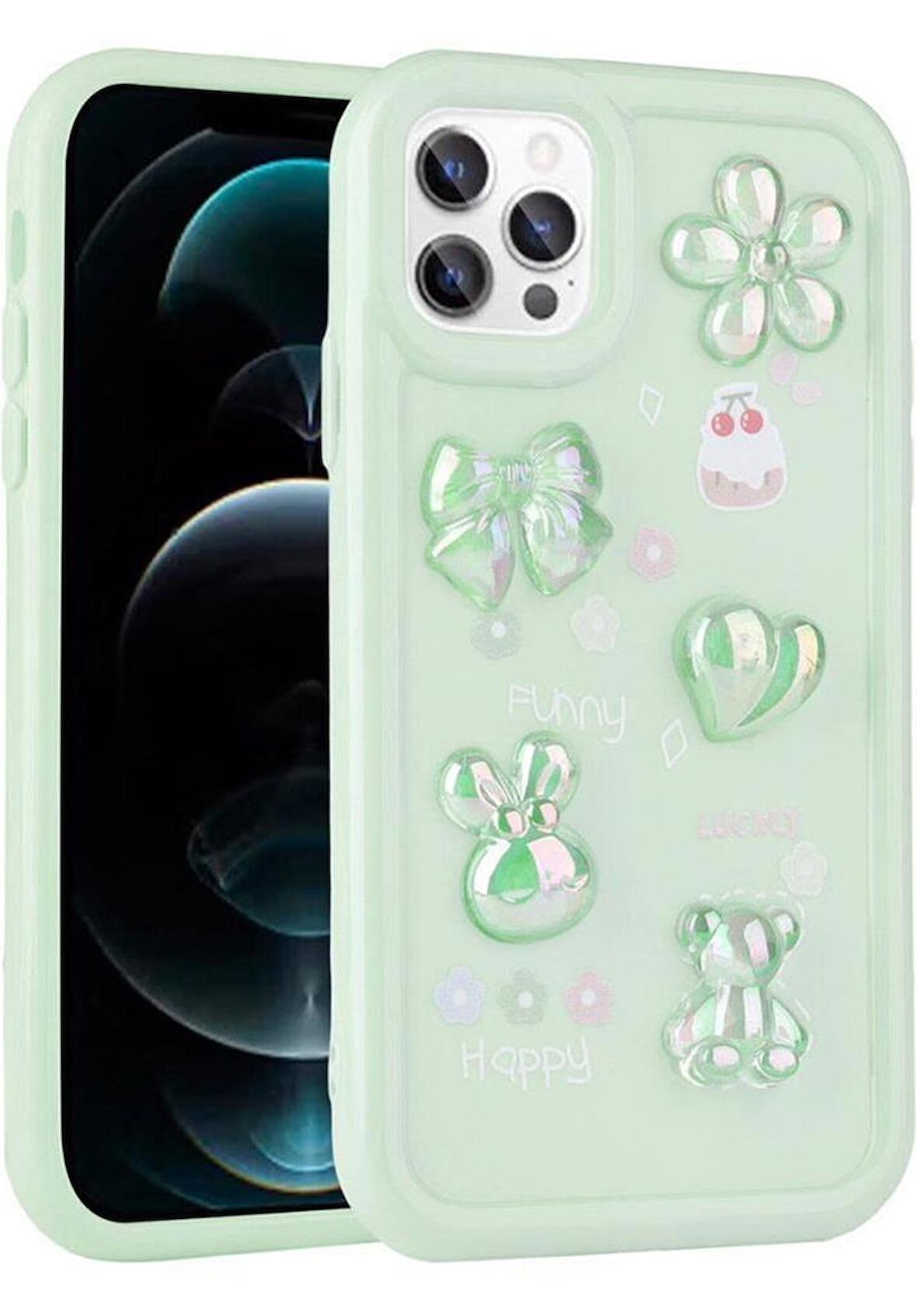 iPhone 12 Pro Max Uyumlu Kılıf Kabartma Figürlü Parlak Toys Silikon Kapak