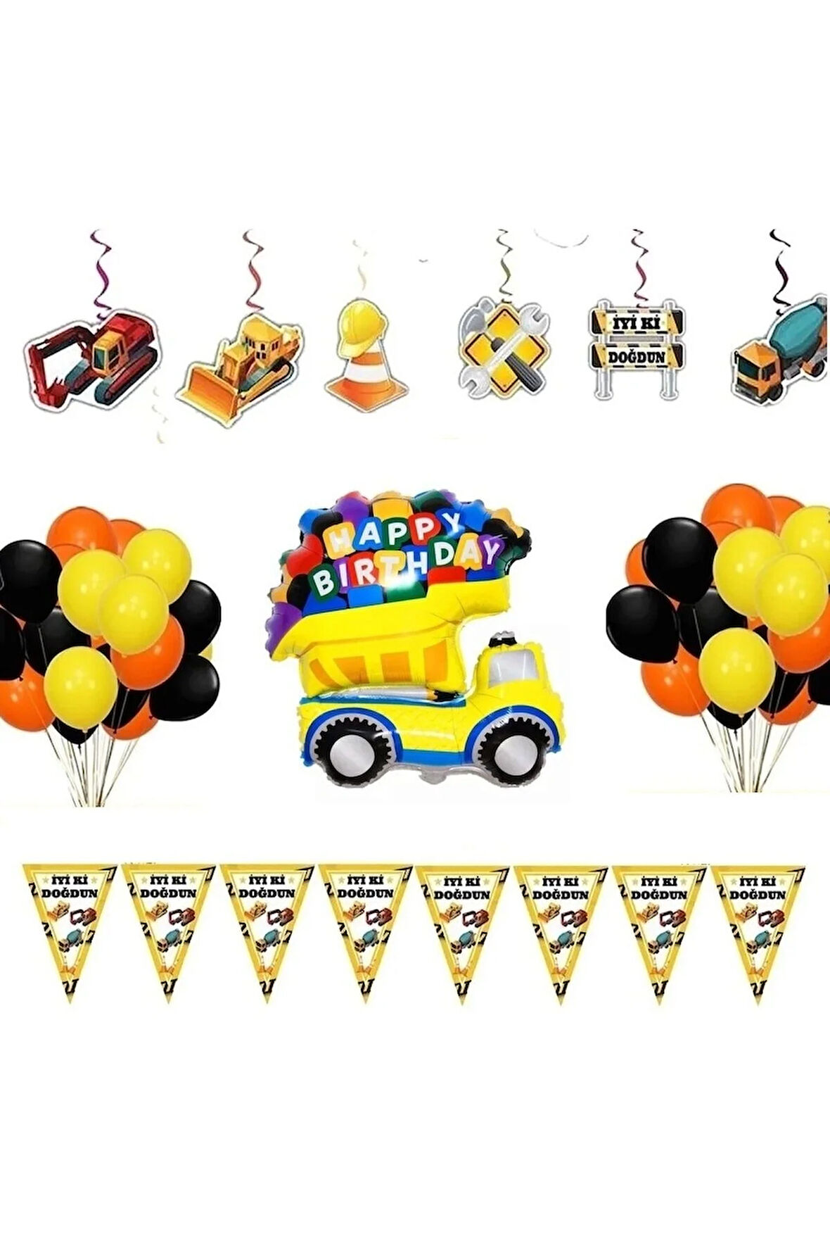 Çıtıpıtıstore Inşaat Temalı Doğum Günü Balon Set