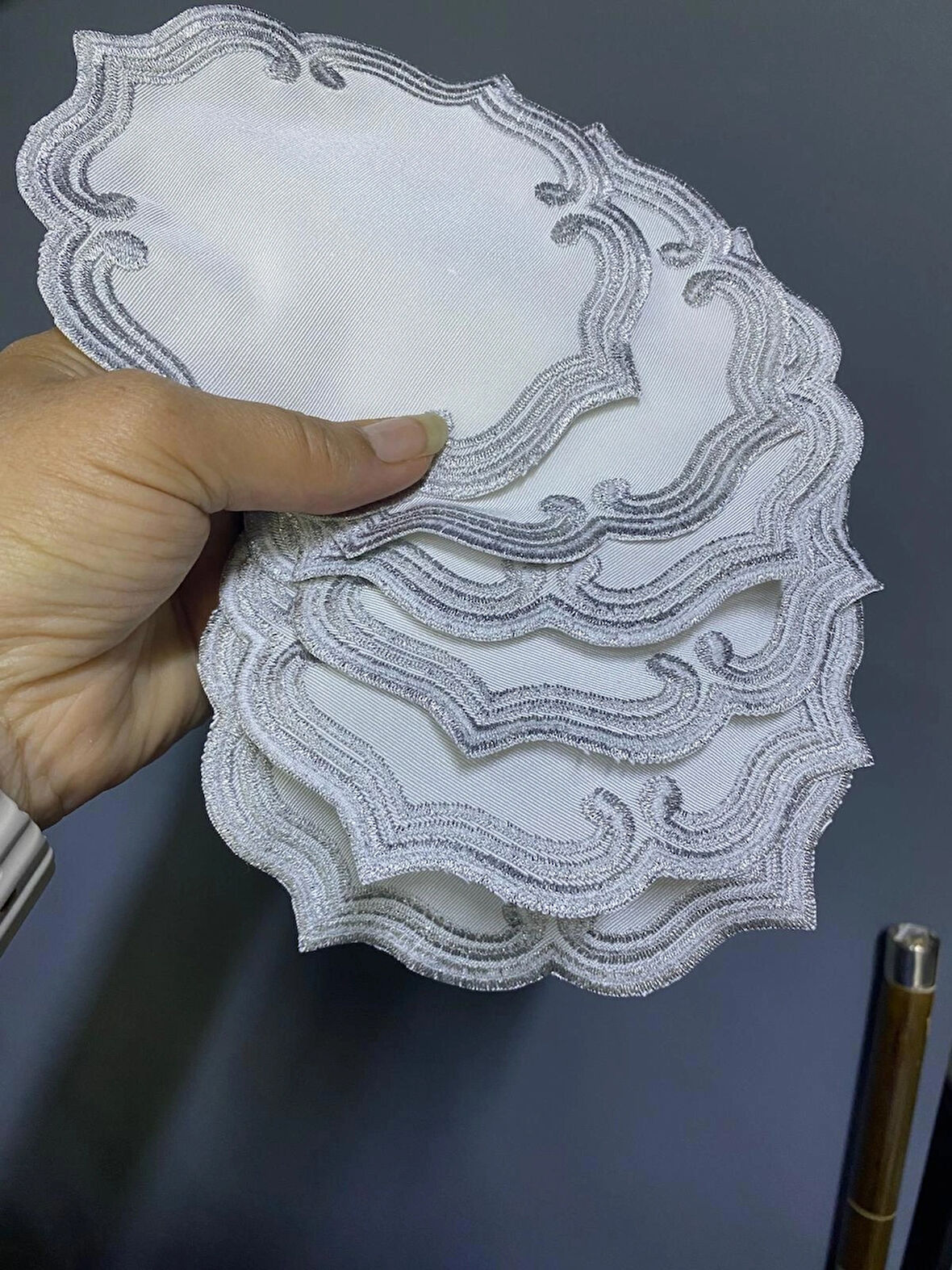 6 Lı Kahve Sunum Peçetesi Gümüş