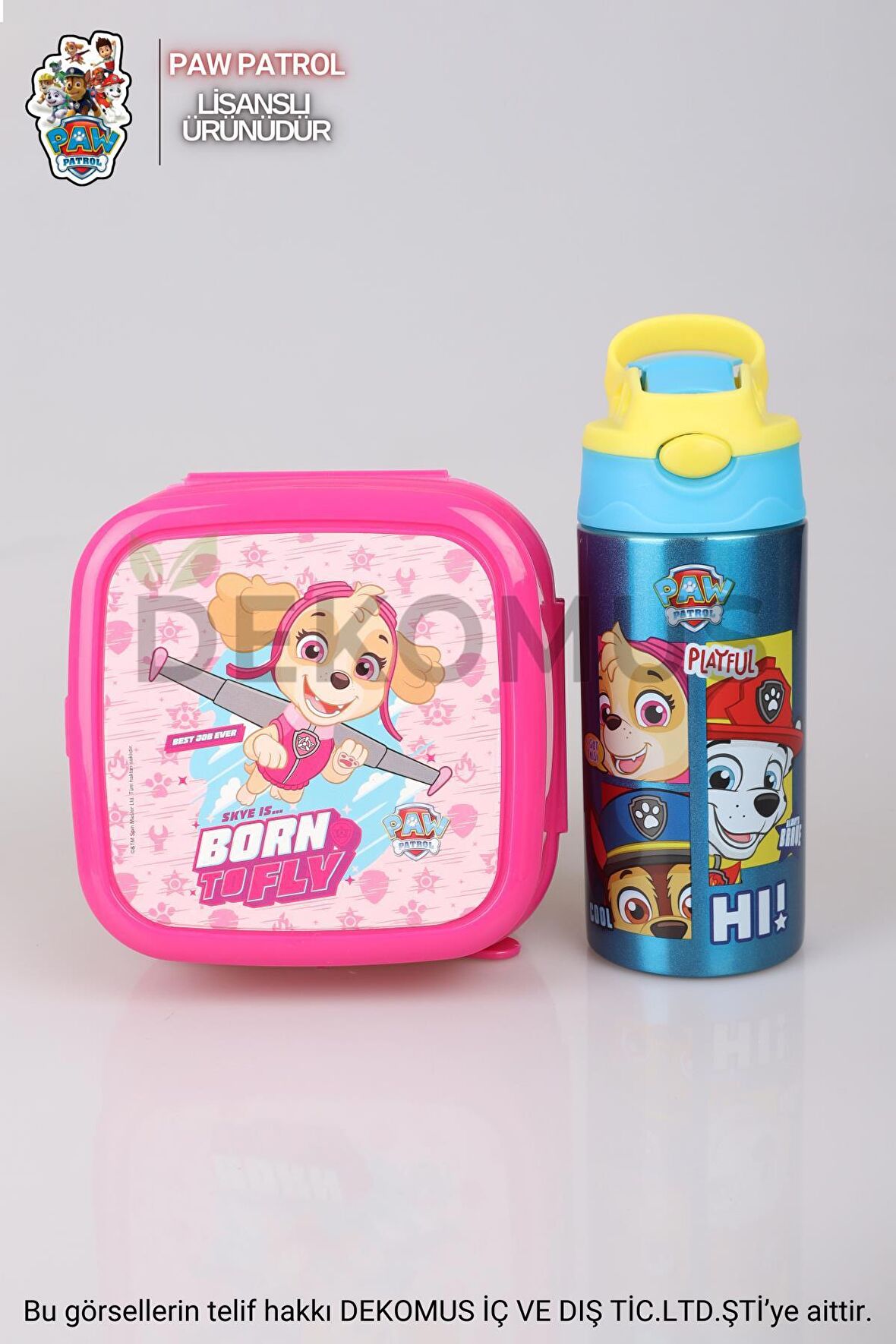 DEKOMUS LİSANSLI PAW PATROL ÇELİK MATARA 500 ML VE ÇİFT KATLI BESLENME KABI SETİ