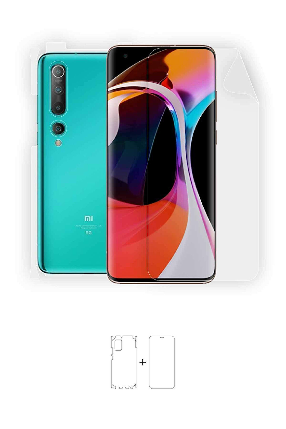 Xiaomi Mi 10 360 ° Full Body Ekran Koruyucu Kaplama Ön Arka Yan Darbe Emici Poliüretan Film