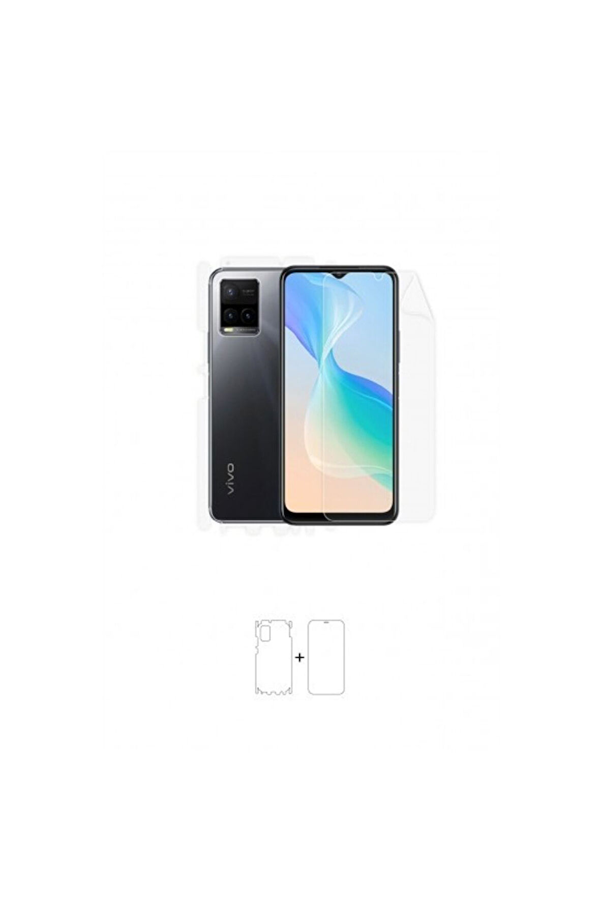 Vivo Y33s 360 ° Full Body Ekran Koruyucu Kaplama Ön Arka Yan Darbe Emici Poliüretan Film