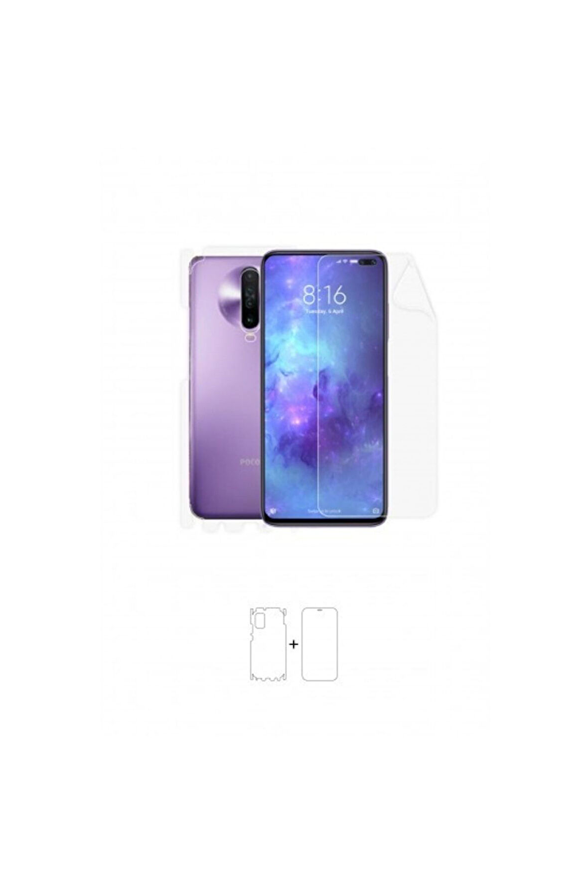 Xiaomi Poco X2 360 ° Full Body Ekran Koruyucu Kaplama Ön Arka Yan Darbe Emici Poliüretan Film