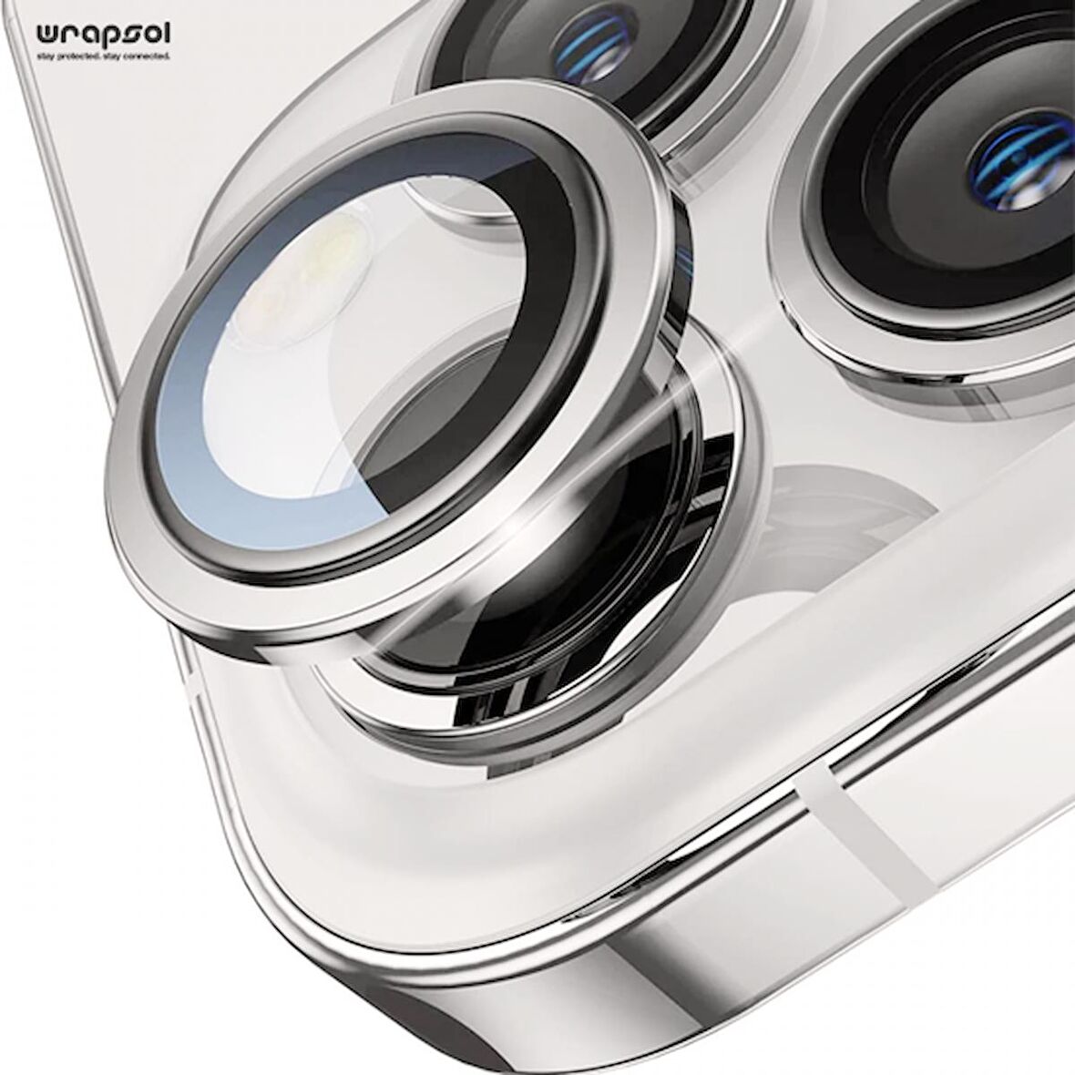 iPhone 15 Pro Kamera Lens Koruyucu Beyaz Titanyum Kolay Uygulama Aparatlı