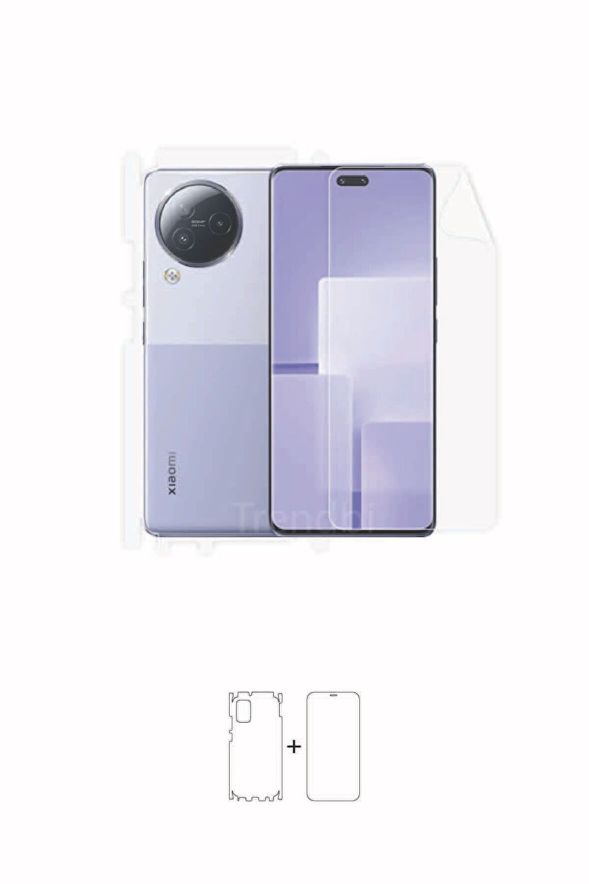 Xiaomi Civi 3 Full Kaplama Ön Ekran, Arka Ve Yanlar Köşeler Dahil 360 Derece Esnek Poliüretan Film